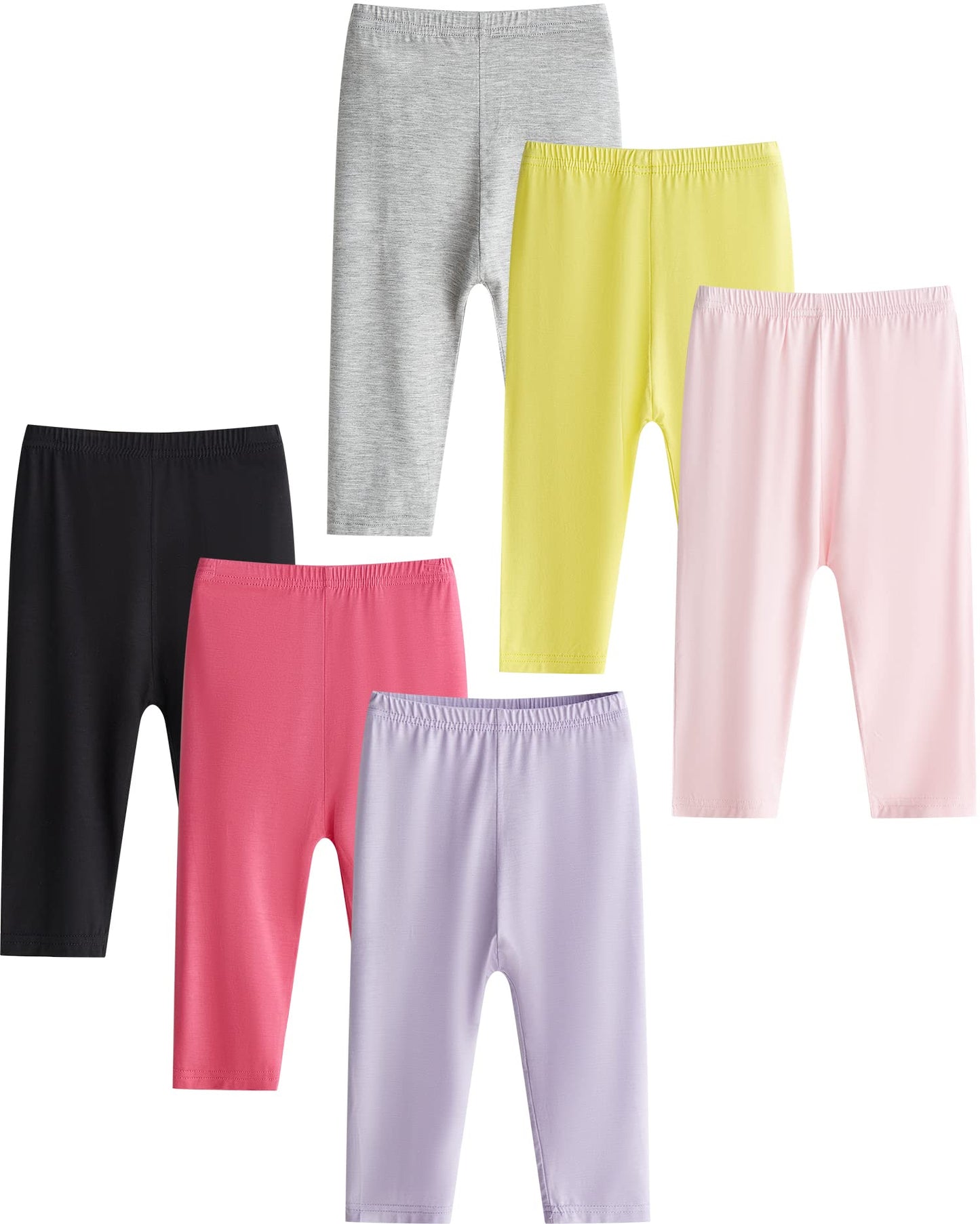 Adorel Mädchen Capri Leggings Sommer Kurz 3/4 Hosen Caprihosen Shorts 6er-Pack