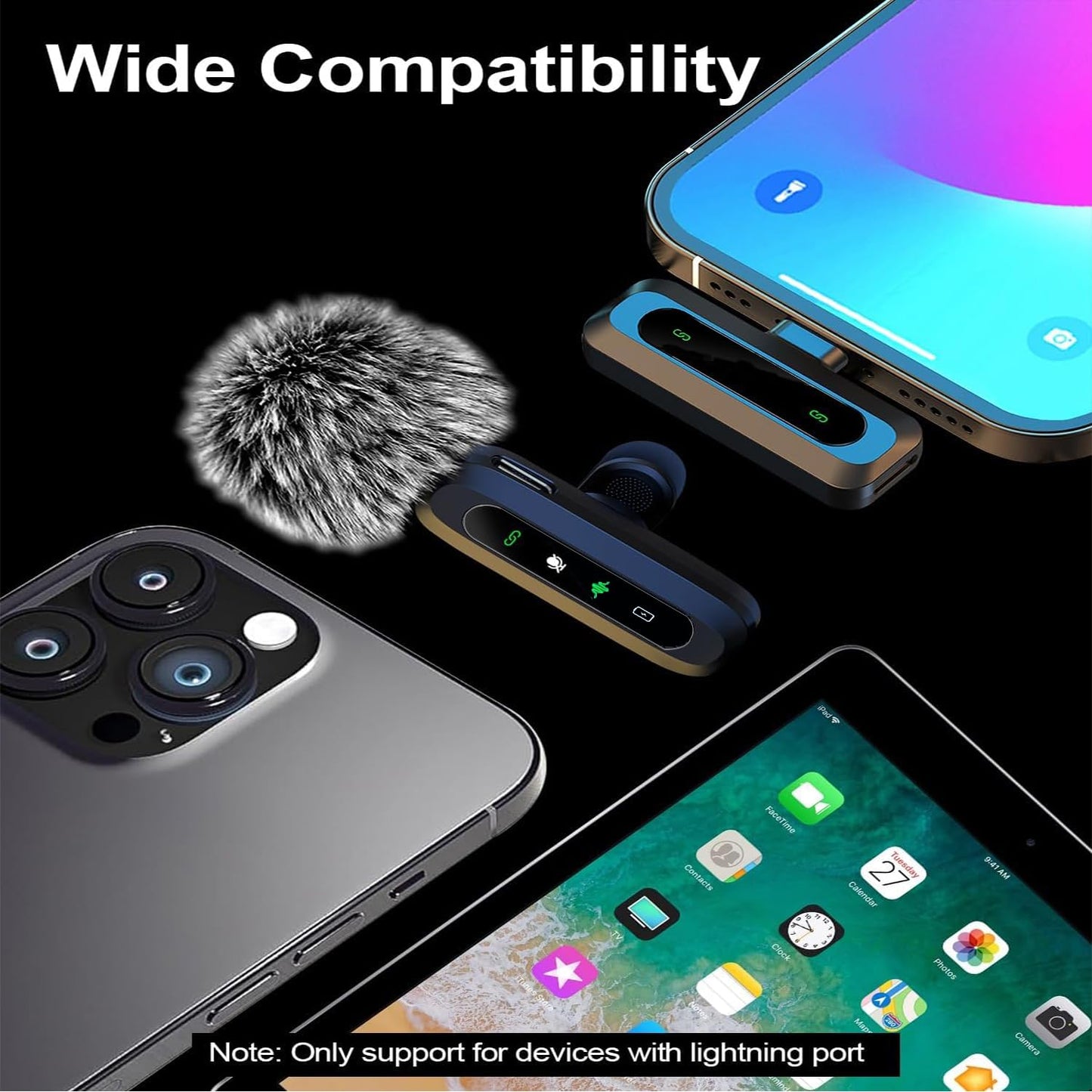 Mini Wireless Lavalier Microphone for Android and iPhone, iOS Devices - Noise Reduction Lapel Mic for Recording, Clip on Mic, for Video Recording, Tiktok, Youtube, Vlog Podcast Content Creator