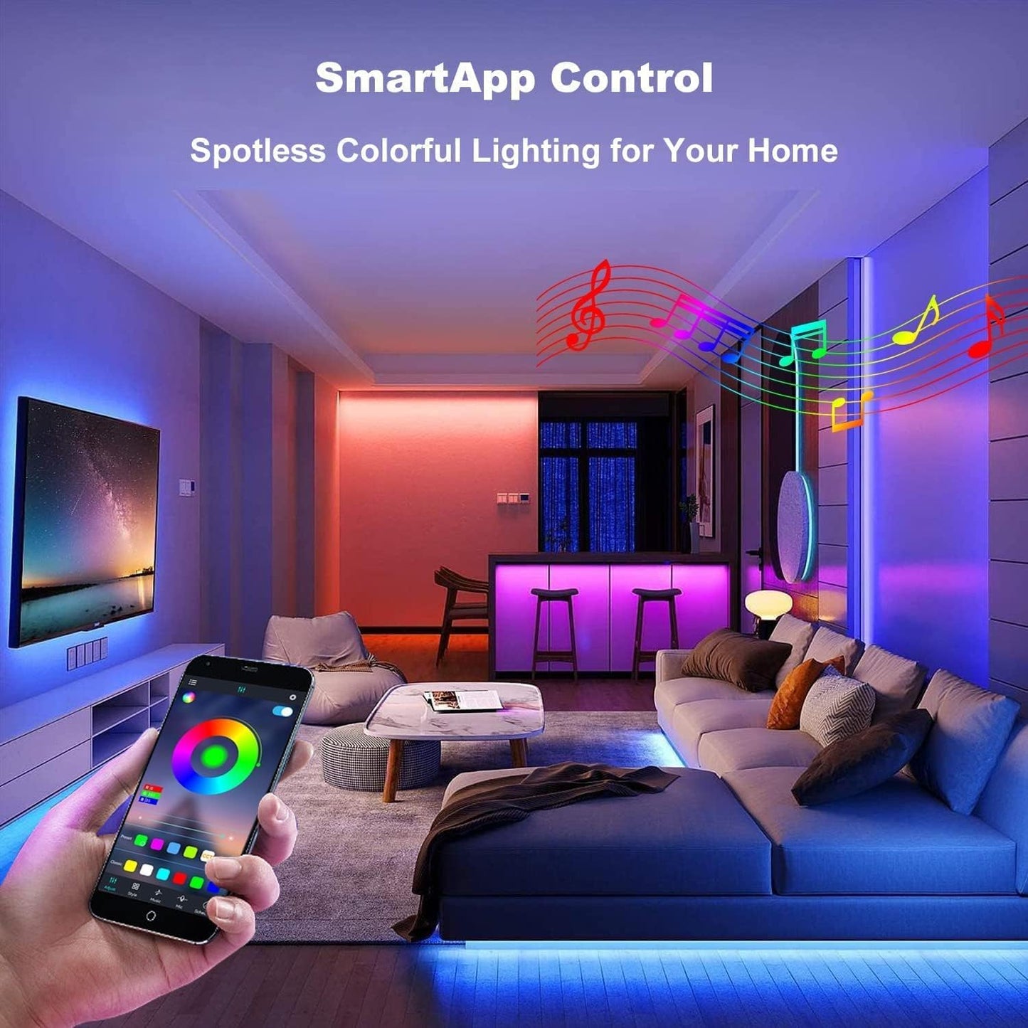 BUNACET COB RGB LED Strip 6M 24V Dimmbar, LED Streifen 3456 LEDs, Leiste Band Stripes Lichtband mit Netzteil RF Fernbedienung & APP Bluetooth für Küche Schlafzimmer Deko