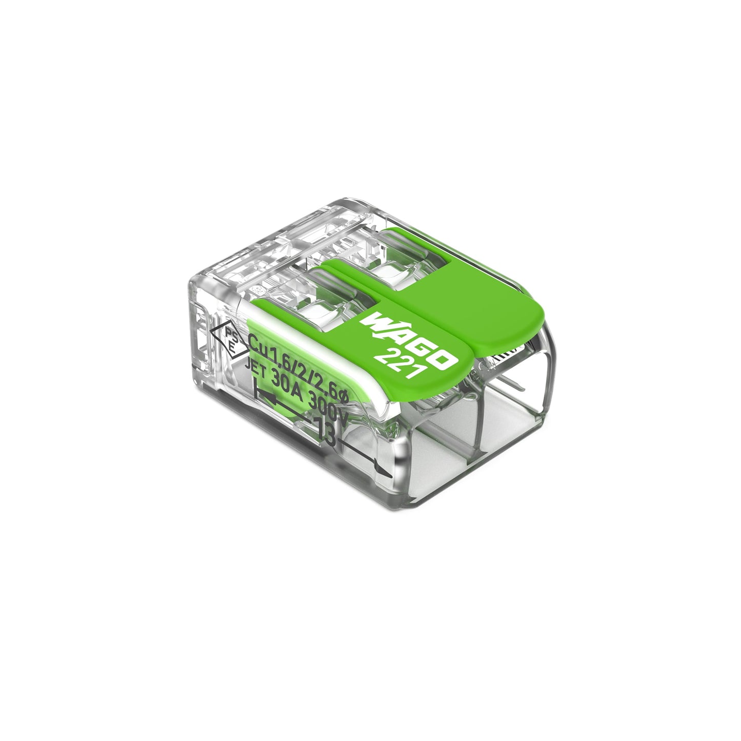 WAGO Verbindungsklemmen 221-413 | 3 Leiter, bis 4 mm², 50 Stück, COMPACT Kabelverbinder mit Hebel für alle Leiterarten weltweit, bestätigte Anwendungssicherheit