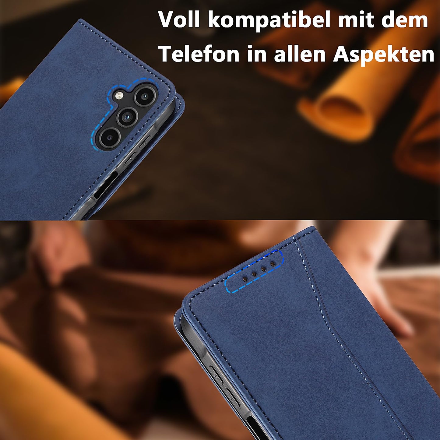 S. Dawezo Hülle für Samsung Galaxy S22 Plus, Premium Leder magnetische Handyhülle mit Ständer, Kartenfach und Brieftasche, Shock Absorbing, kompatibel mit Samsung S22 Plus-Kaffee