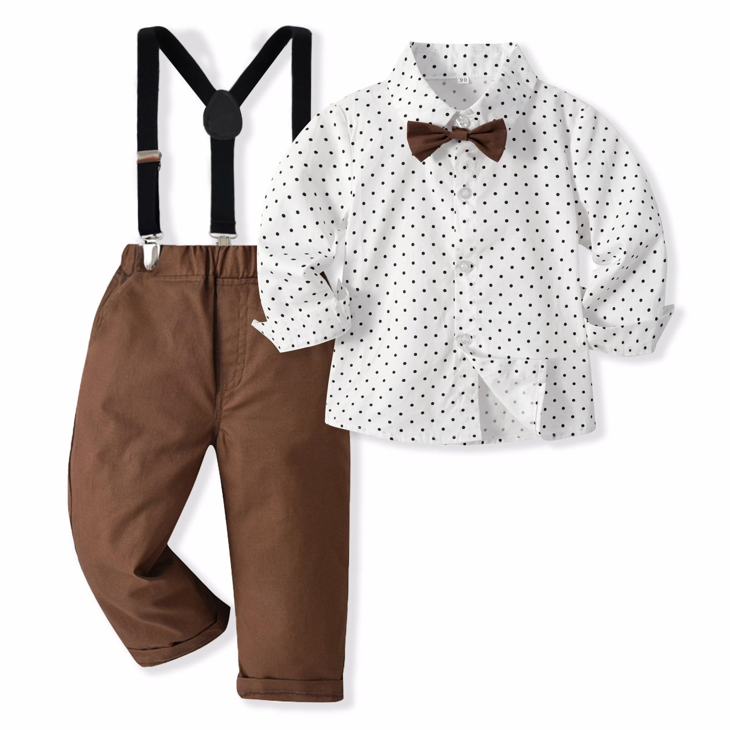 Volunboy Baby Jungen Anzug Set Bekleidung Hemd mit Fliege + Hosenträger Hosen Strampler Anzug
