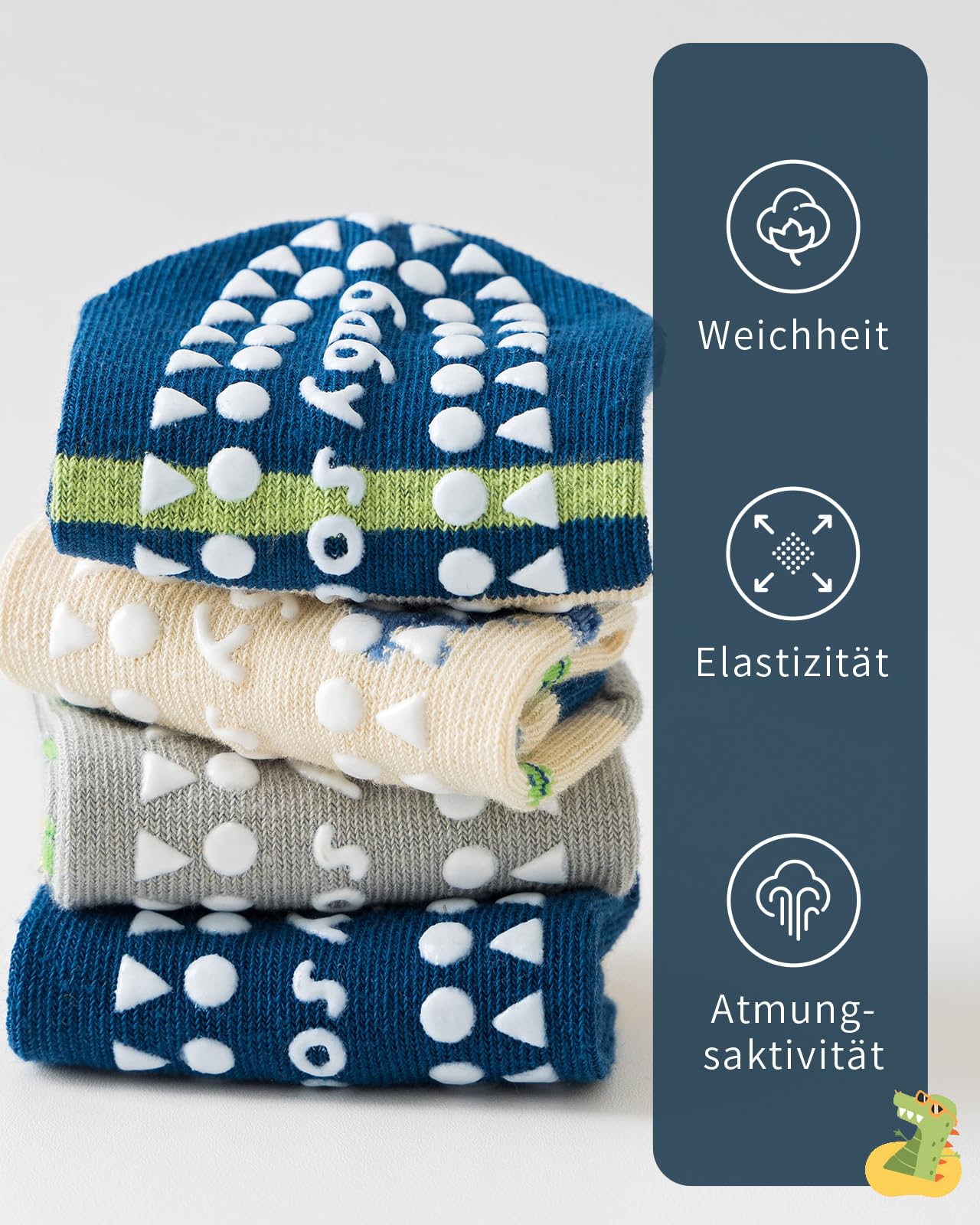 Kyopp 5 Paar Stoppersocken Kinder Baumwolle Socken Jungen Mädchen ABS Anti Rutsch Socken Tiermotive 25-37EU