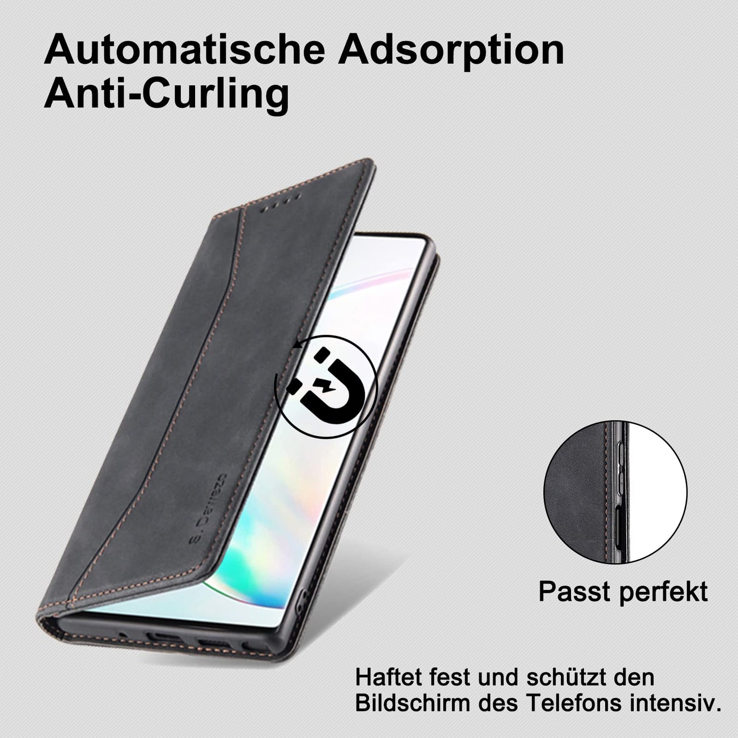 S. Dawezo Hülle für Samsung Galaxy S22 Plus, Premium Leder magnetische Handyhülle mit Ständer, Kartenfach und Brieftasche, Shock Absorbing, kompatibel mit Samsung S22 Plus-Kaffee