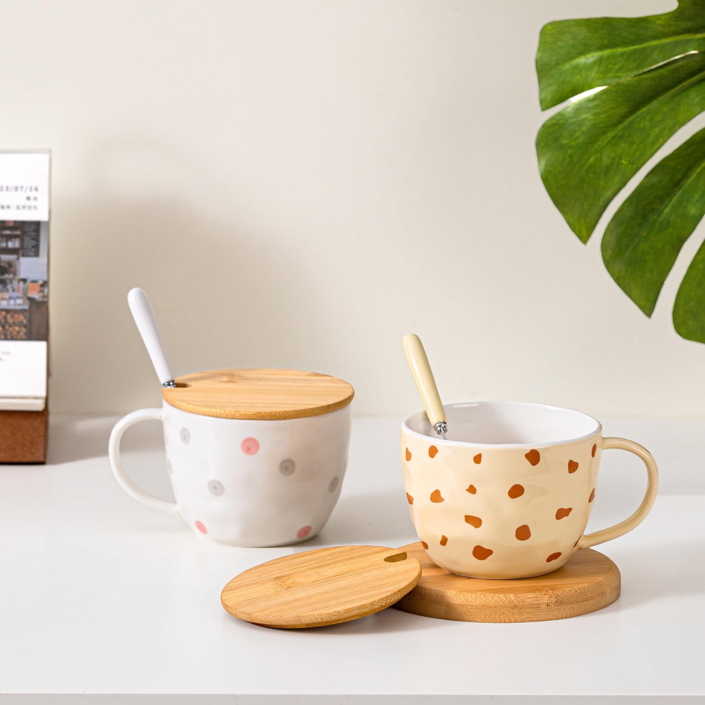 BigNoseDeer Süße Sachen Keramik Katze Kaffeetasse Teetasse Deckel Löffel Lustige Tassen Geschenke für Frauen Kaffeebecher 3D Tasse Personalisiert Cappuccino Tasse Beste Freundin Weihnachten Geschenk