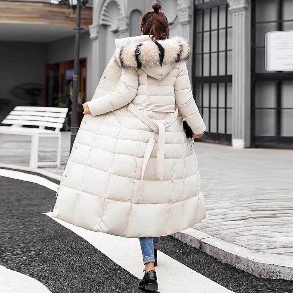 Onsoyours Women's Winter Jacket, Long Down Jacket, Quilted Jacket, Winter Coat, Parka Jacket, Outerwear, Women's Winter Warm Down Coat with Fur Collar