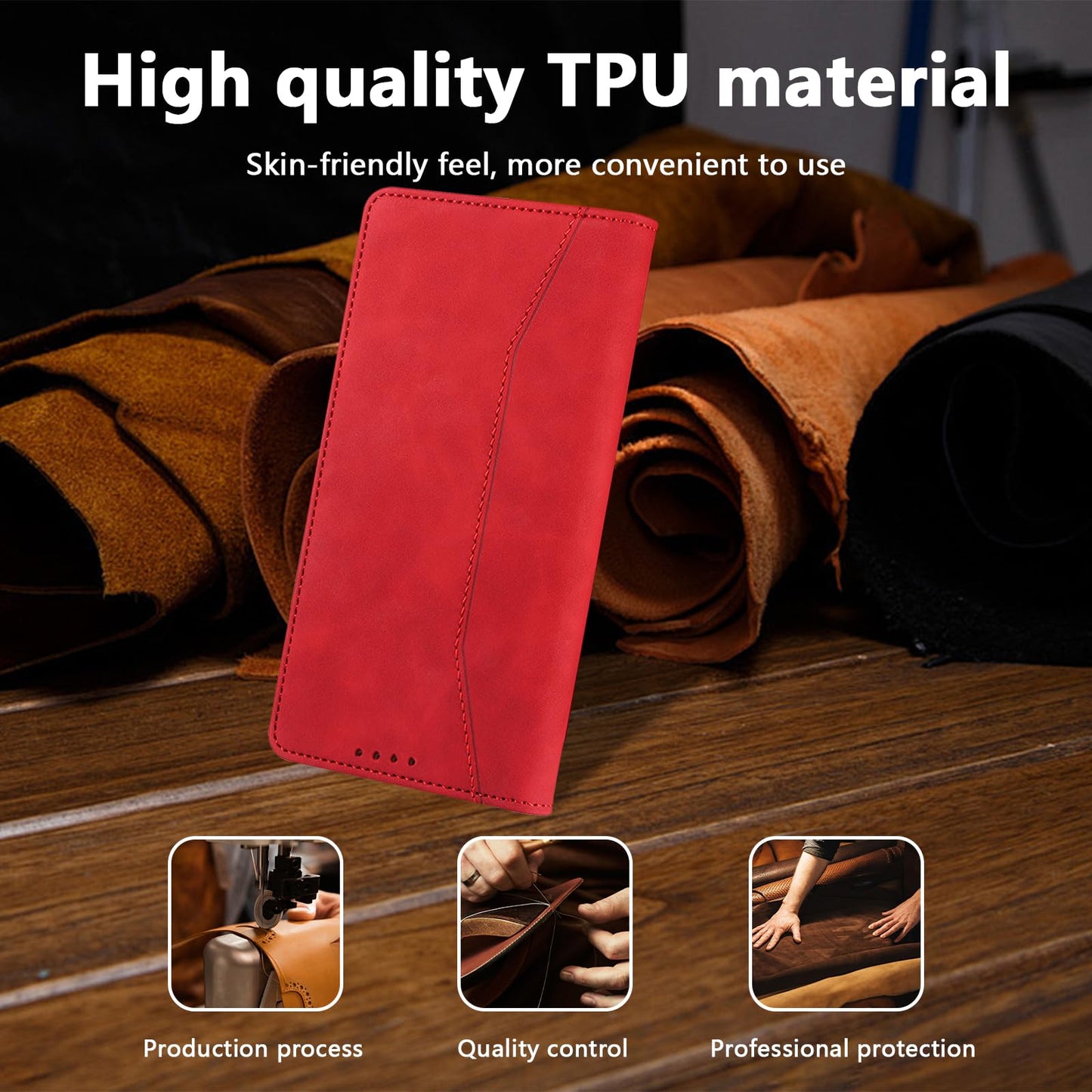 S. Dawezo Hülle für Samsung Galaxy S22 Plus, Premium Leder magnetische Handyhülle mit Ständer, Kartenfach und Brieftasche, Shock Absorbing, kompatibel mit Samsung S22 Plus-Kaffee
