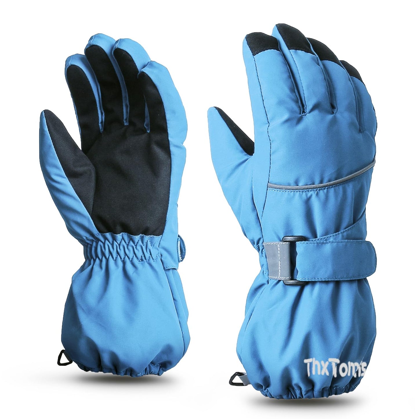 ThxToms Children's Ski Gloves, Winter Ski Gloves, -15°C, Windproof, Waterproof, Warm, Oxford Palm, Thickened for Cold Weather, Outdoor Sports, Snowboarding, Skiing, for Boys and Girls