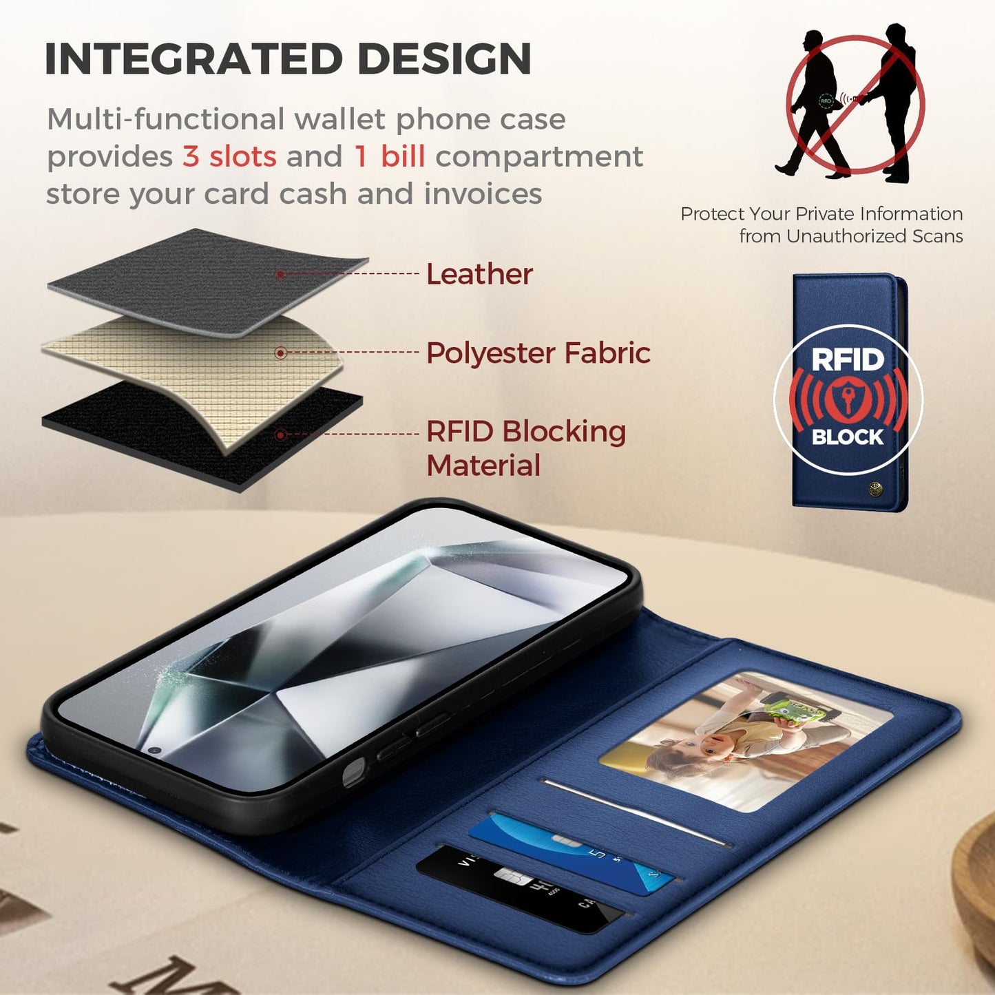 GUCASBE Handyhülle für Samsung Galaxy S24 Ultra Hülle, Premium Lederhülle Klappbar Flip Case RFID Schutzhülle Kartenfach Standfunktion Klapphülle Handytasche für Samsung Galaxy S24 Ultra - Schwarz