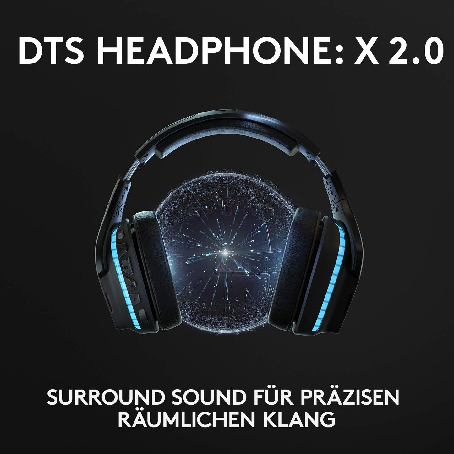Logitech G935 kabelloses Gaming-Headset mit LIGHTSYNC RGB, 7.1 Surround Sound, DTS Headphone:X 2.0, 50mm Treiber, Flip-Stummschaltung, Wireless Verbindung, PC/Xbox One/PS4/Nintendo Switch - Schwarz