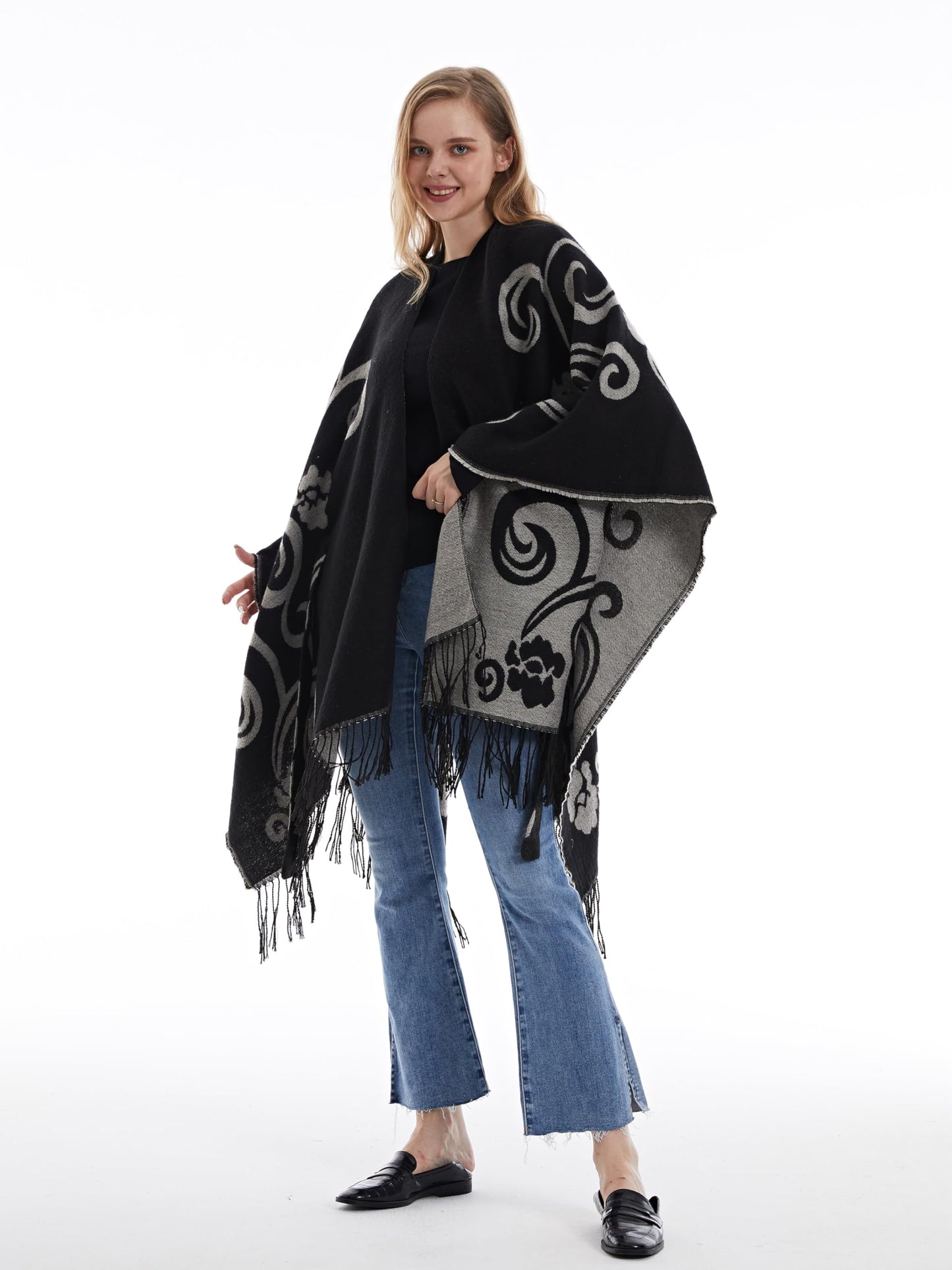 DiaryLook Damen Poncho Schal Winter Cardigan Übergroße Cape Elegant Poncho Für Frauen Umhang Damen Warm Geschenk Für Mutter