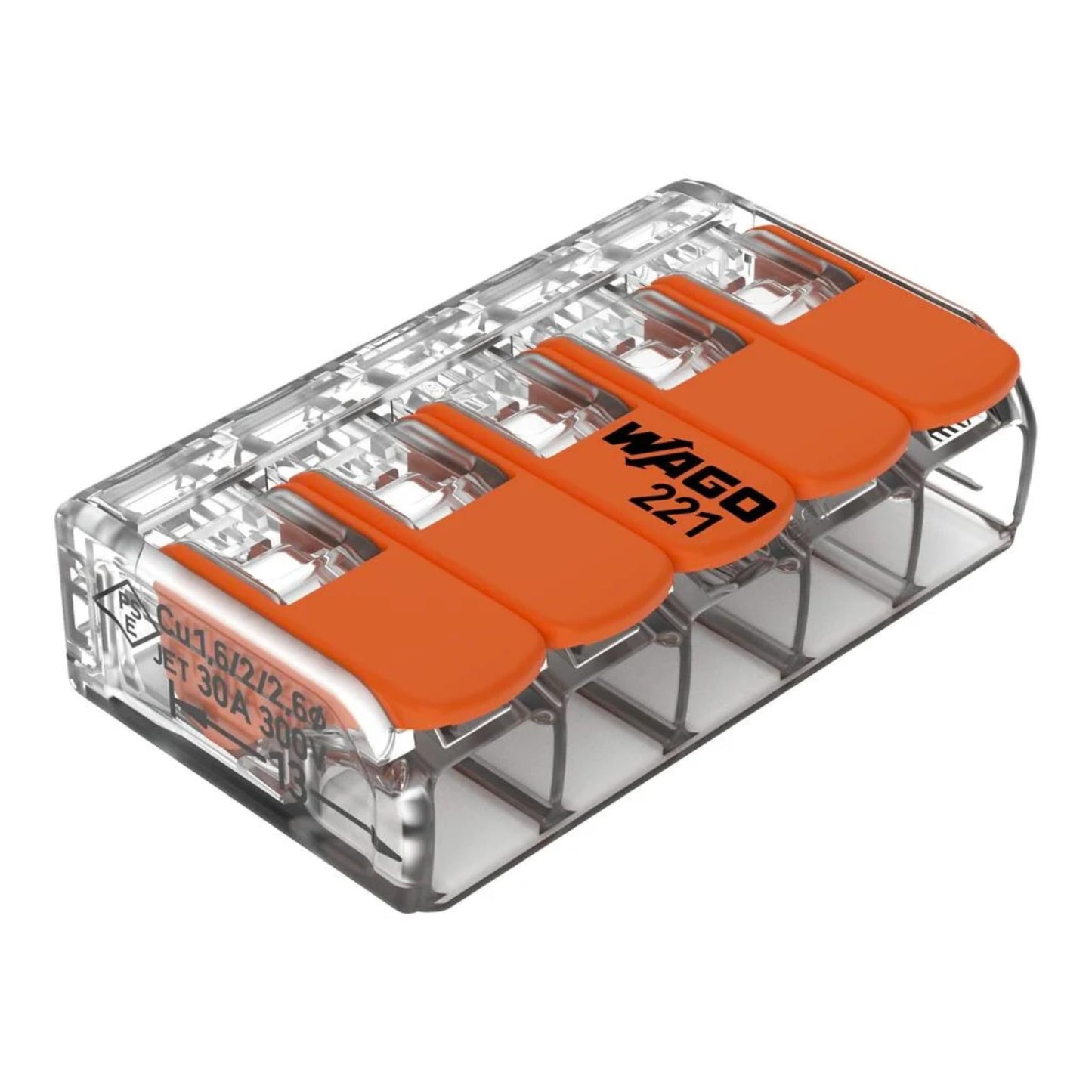WAGO Verbindungsklemmen 221-413 | 3 Leiter, bis 4 mm², 50 Stück, COMPACT Kabelverbinder mit Hebel für alle Leiterarten weltweit, bestätigte Anwendungssicherheit