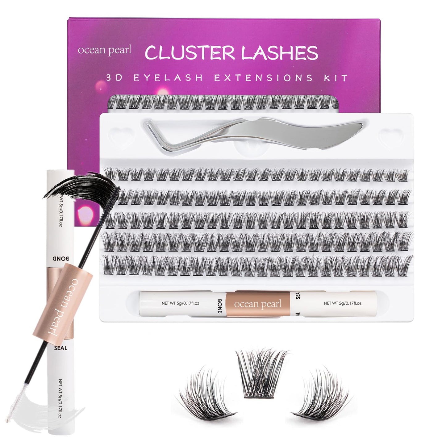 Wimpern Extensions 120 Büschel DIY Lash Extension Set Einzelne Wimpern mit Wimpernkleber und Pinzette für Anfänger Wimpernverlängerung zu Hause Individual Lashes 10-16mm C/D Curl - OP01