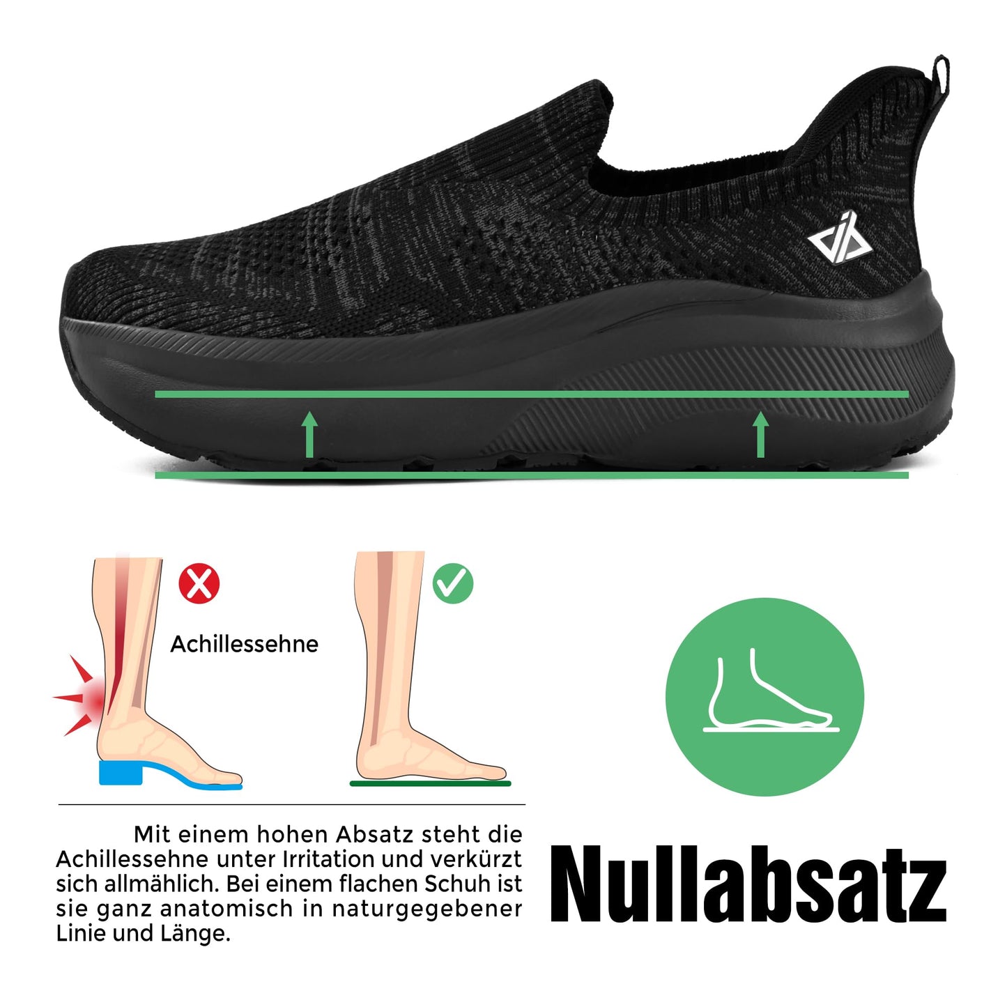 JACKSHIBO Hände frei Slip in Damen Schuhe Slip on Sneakers Fußbogenstütze Orthopädische Schuhe Memory Foam Walkingschuhe Mit Weite Zehenbox Nullabsatz Sohlen