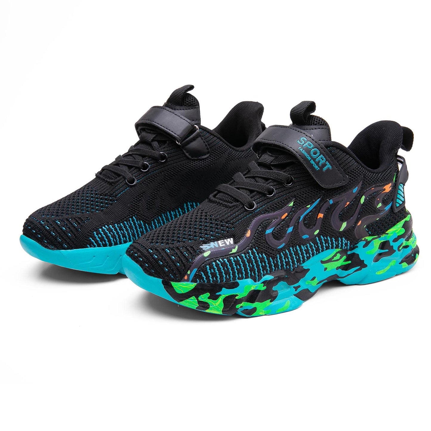 Qvxkd Turnschuhe Mädchen Schuhe turanschuhe Jungen Hallenschuhe Junge Sportschuhe Kinder Mesh Atmungsaktiv Kinderschuhe Outdoor Laufschuhe Sneaker Klettverschluss Wanderschuhe 28EU-39EU