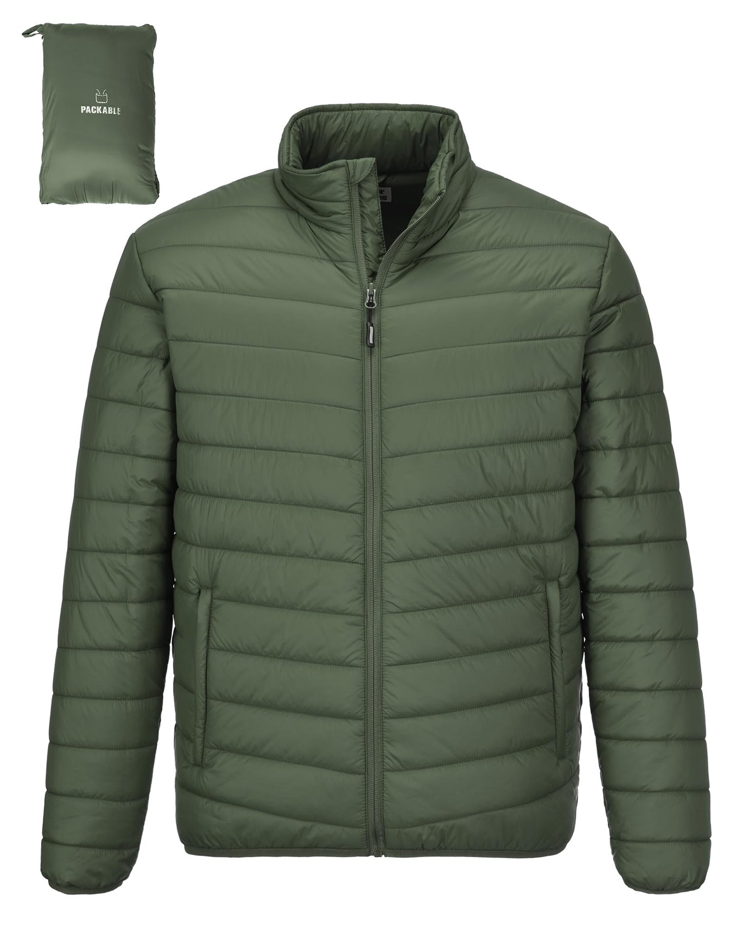 Outdoor Ventures Herren Steppjacke Packbare Leichte Warme Übergangsjacke Herren Wasserfeste Pufferjacke mit 3 Taschen für Outdoor Casual Wandern