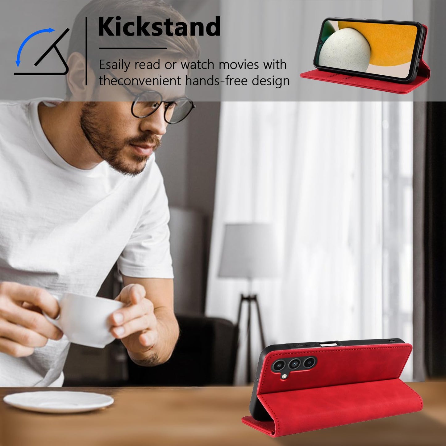 S. Dawezo Hülle für Samsung Galaxy S22 Plus, Premium Leder magnetische Handyhülle mit Ständer, Kartenfach und Brieftasche, Shock Absorbing, kompatibel mit Samsung S22 Plus-Kaffee