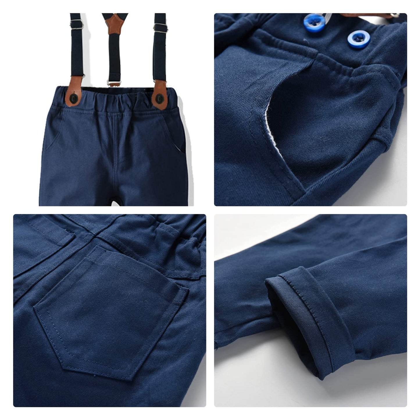 Volunboy Baby Jungen Anzug Set Bekleidung Hemd mit Fliege + Hosenträger Hosen Strampler Anzug