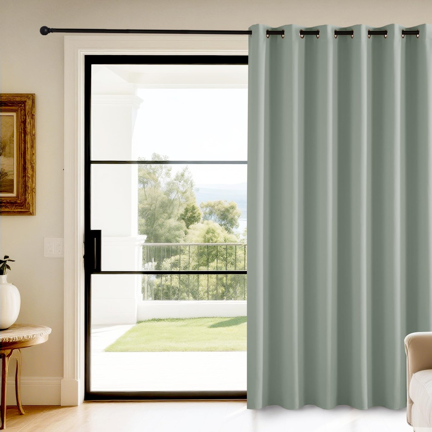 KGORGE Blackout Curtain Grey with Eyelets Door Curtain 200 cm Long - 1 Piece H 200 x W 140 cm Thermal Curtain Front Door Curtains Opaque Living Room Door Curtain Darkening Curtains Blackout