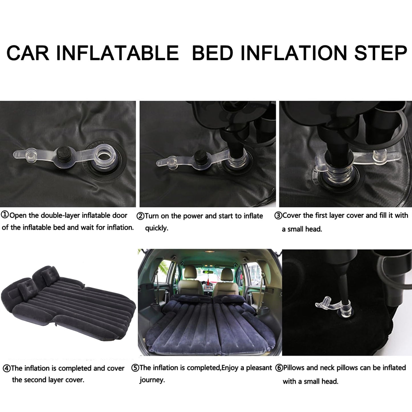 Icelus Auto Matratze SUV Luftmatratze with Luftpumpe 195 * 130 * 15 cm Aufblasbare Camping Kombi Luftbett für Auto Rücksitz Dickere Kofferraum Matratze Bett für Camping Outdoor Traveling