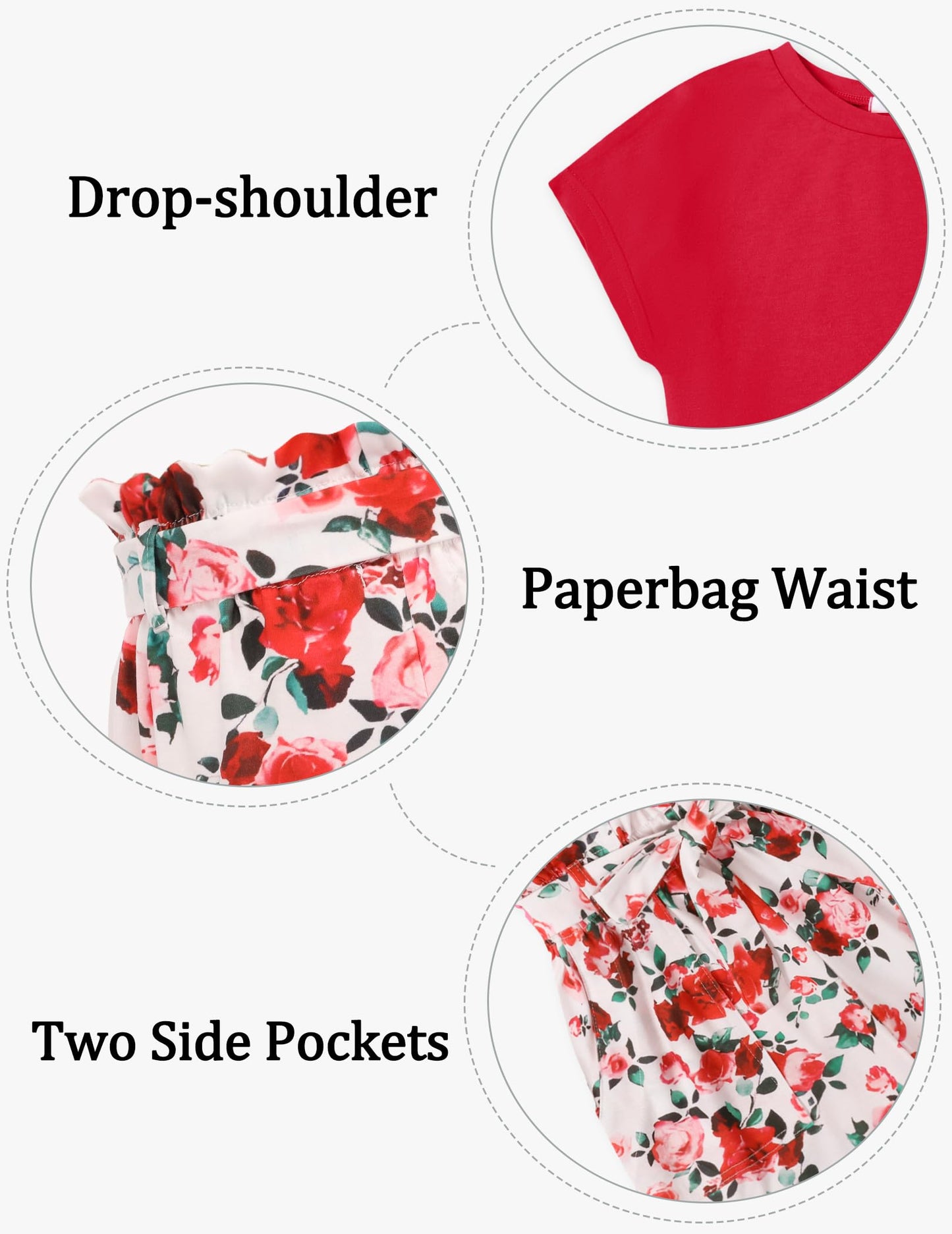 Arshiner Mädchen Tshirt mit Shorts Set Sommer Kinder Bekleidungssets Freizeit Mode überschnittenen Schultern Shirts Zweiteiliges Kleidung Sets für Mädchen 6-14 Jahre