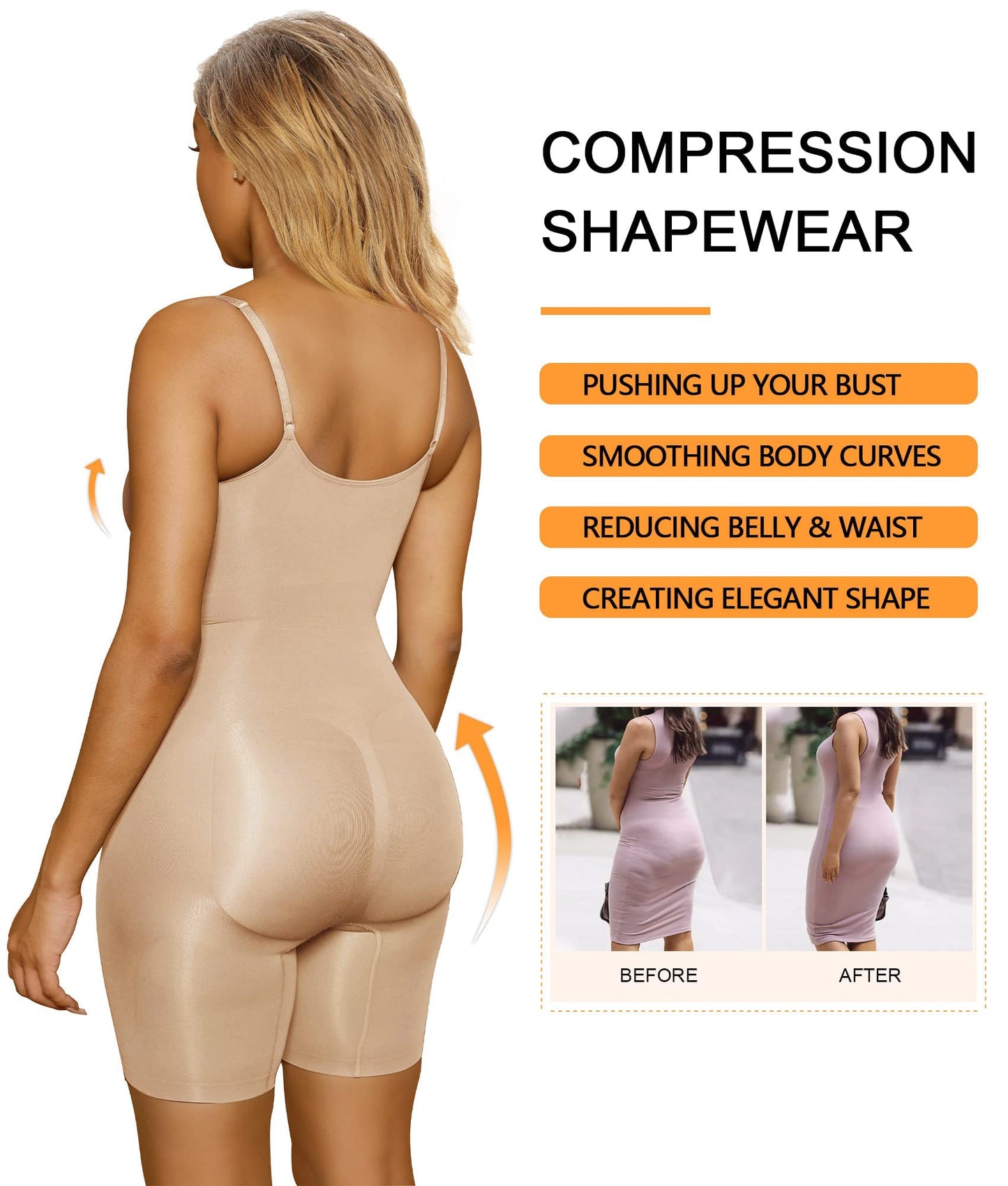 SHAPERX Shapewear Damen Figurformender Body Shaper Bauchweg Formende Bodys Abnehmen Shaping Bodysuit