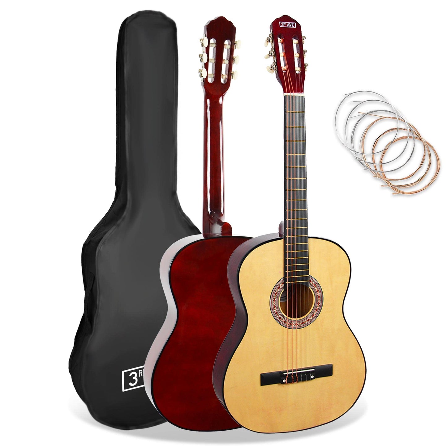 3rd Avenue 3/4-Klassikgitarre Für Kinder, Spanische Nylonsaiten, Einsteigerpaket – Rot