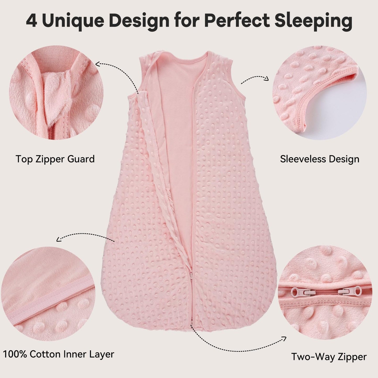 Unnivoll Schlafsack Baby 1.5 Tog Babyschlafsack 0-6 Monate 2er Pack Schlafsack Winter Herbst 67 cm für Jungen Mädchen Neugeborene Kaffee