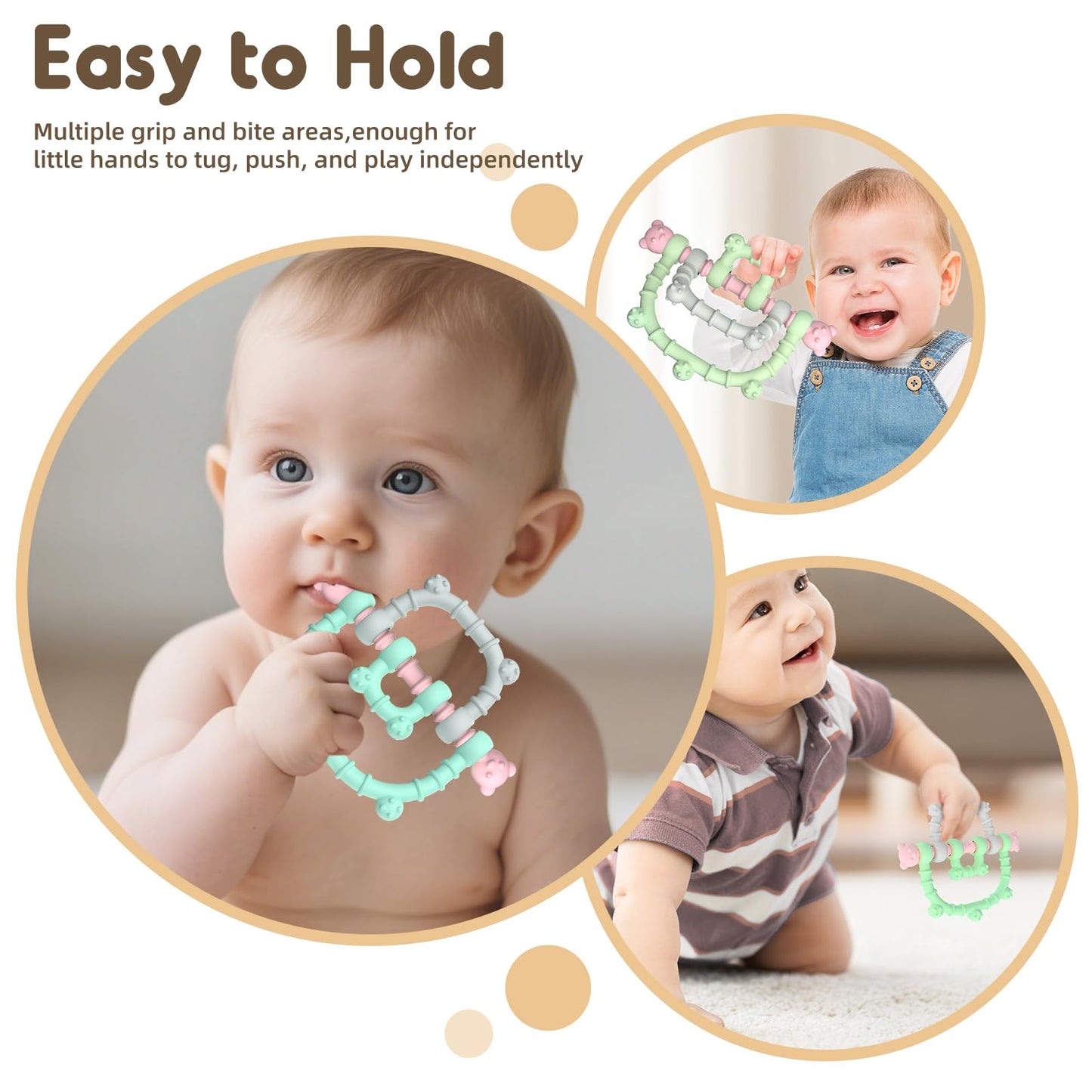 Zahnen Beißringe Spielzeug für Babys 0-6-12 Monate Geschenke, Fernbedienung Baby Zahnungshilfe für 3 6 9 Monate Kleinkind Autismus, Lebensmittelqualität Silikon Badespielzeug, Schwarz