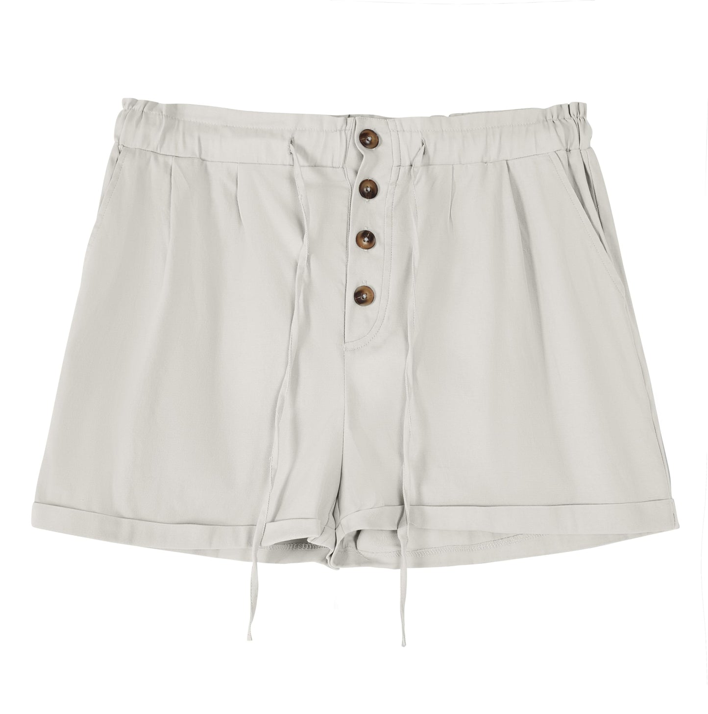 Damen Shorts Hohe Taille Paperbag Kurze Hose Lose A Linie Sommerhose mit Weiten Beinen