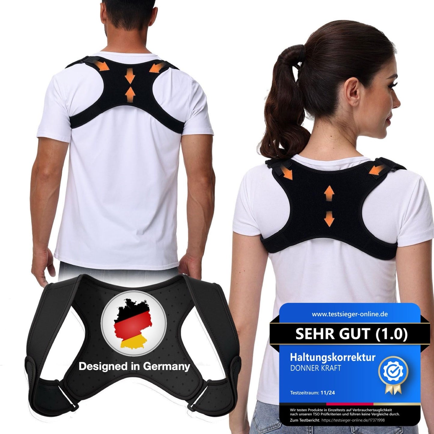 DONNER KRAFT Haltungskorrektur Herren Damen Innovativer Rückenstützgürtel: Back Posture Haltung Korrektur Gurt für Herren und Damen - Verstellbare und Atmungsaktive Haltungstrainer + Ebook (S-L)
