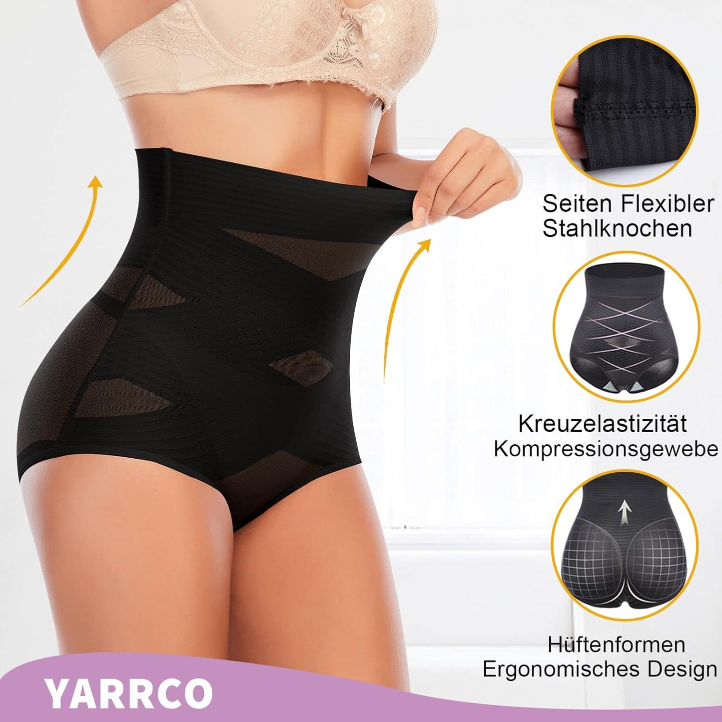 YARRCO Bauchweg Unterhose Damen Miederslips Shapewear Miederhose Hohe Taille Body Shaper Unterwäsche
