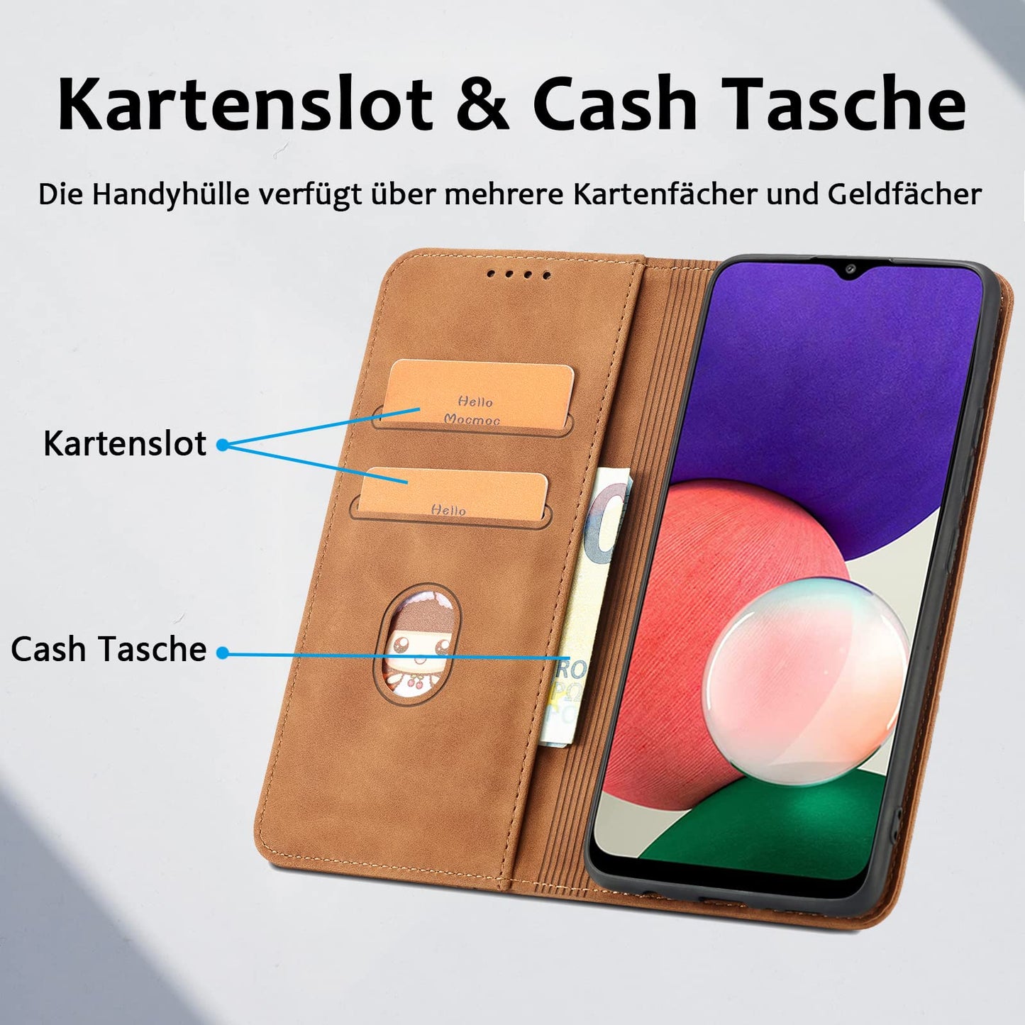 S. Dawezo Hülle für Samsung Galaxy S22 Plus, Premium Leder magnetische Handyhülle mit Ständer, Kartenfach und Brieftasche, Shock Absorbing, kompatibel mit Samsung S22 Plus-Kaffee