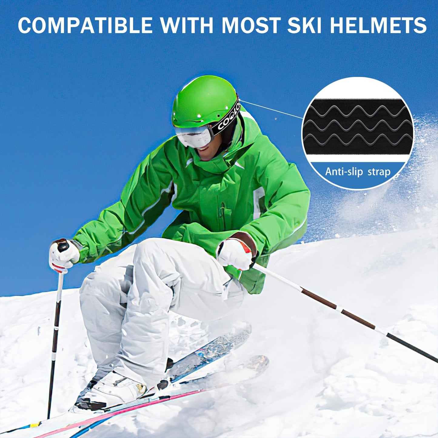 COOLOO Ski Goggles Men Women Teenagers Magnetic OTG Frameless Anti-Fog Protection with 100% UV Protection