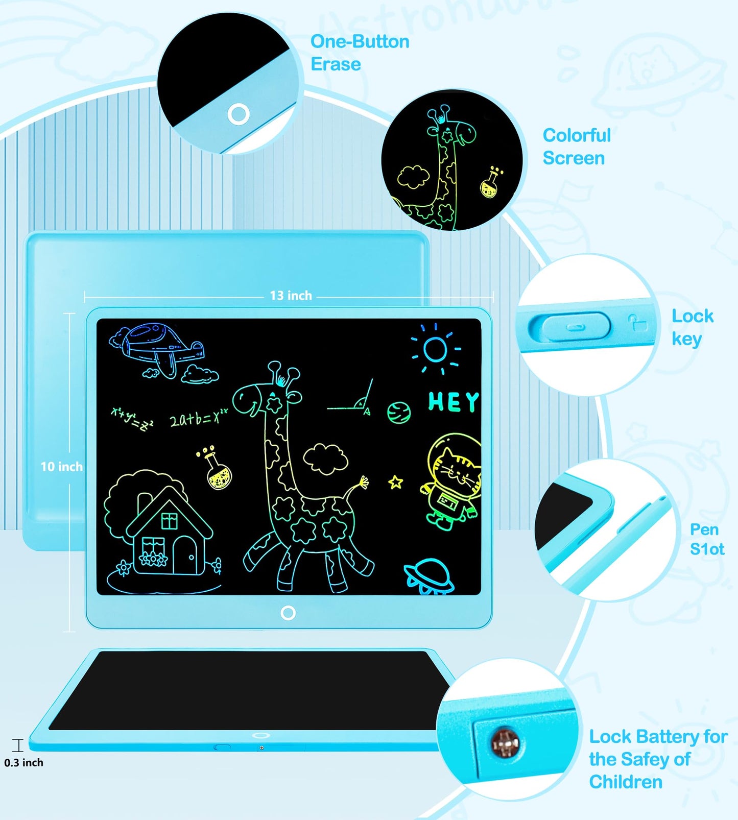 Colourful LCD Writing Board Children 16 Inch Painting Board Magic Board Digital Drawing Writing Tablet Electronic Graphic Tablet 3-12 Year Old Girls Boys Children's Toy Gifts
