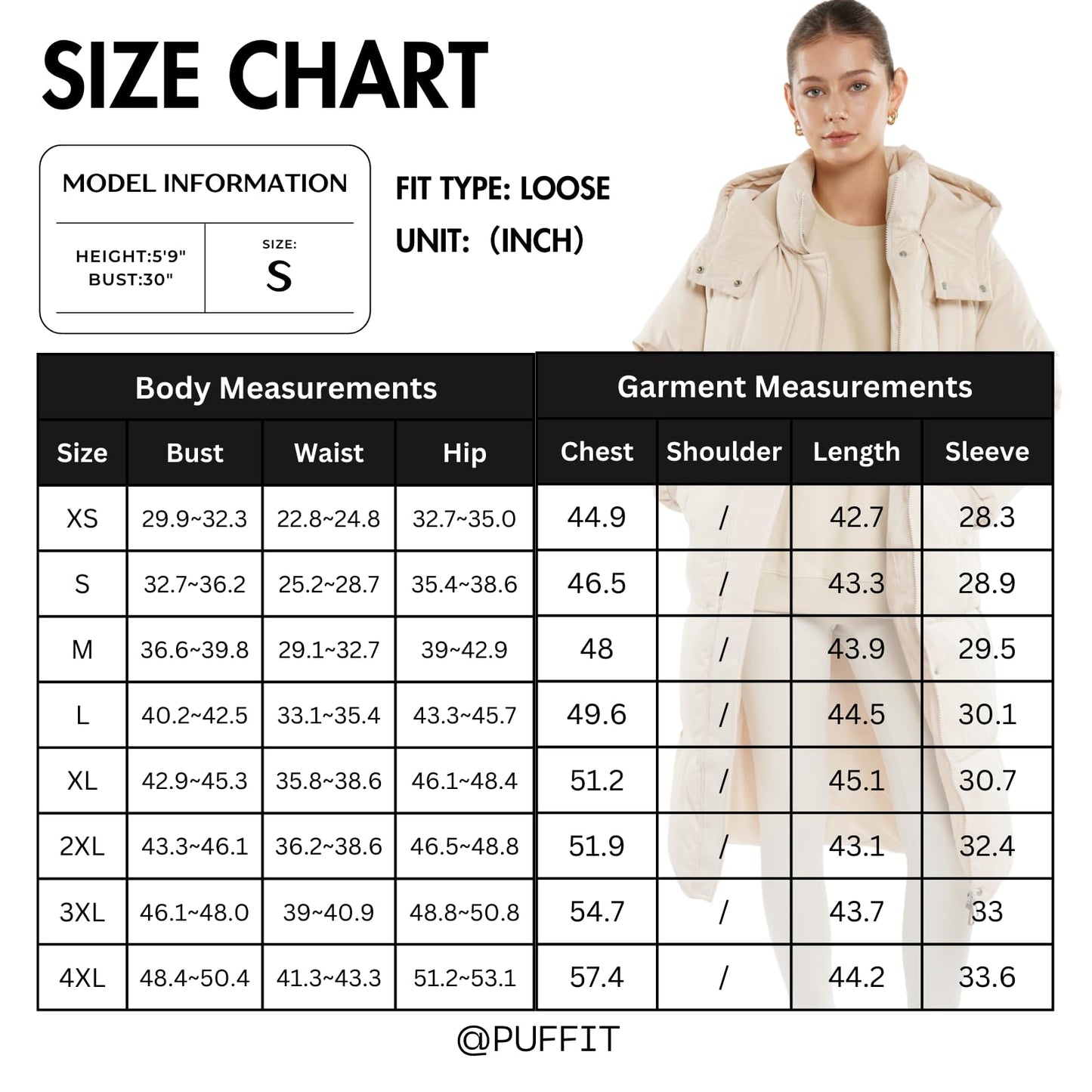 PUFFIT Women's Winter Coat with Hood Warm Waterproof Long Jacket Quilted Coat Female