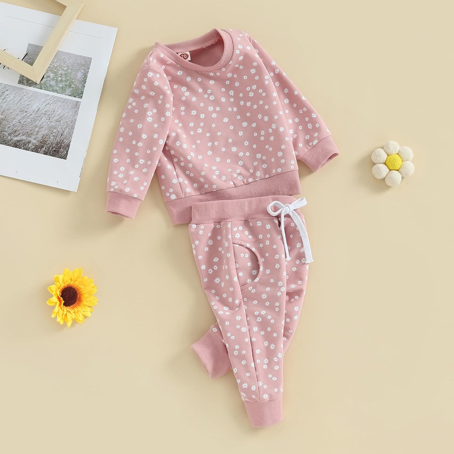 Himllauen Baby Mädchen Kleidung Sweatshirt + Lange Hose Zweiteiler Babykleidung Set Kleinkind Outfits