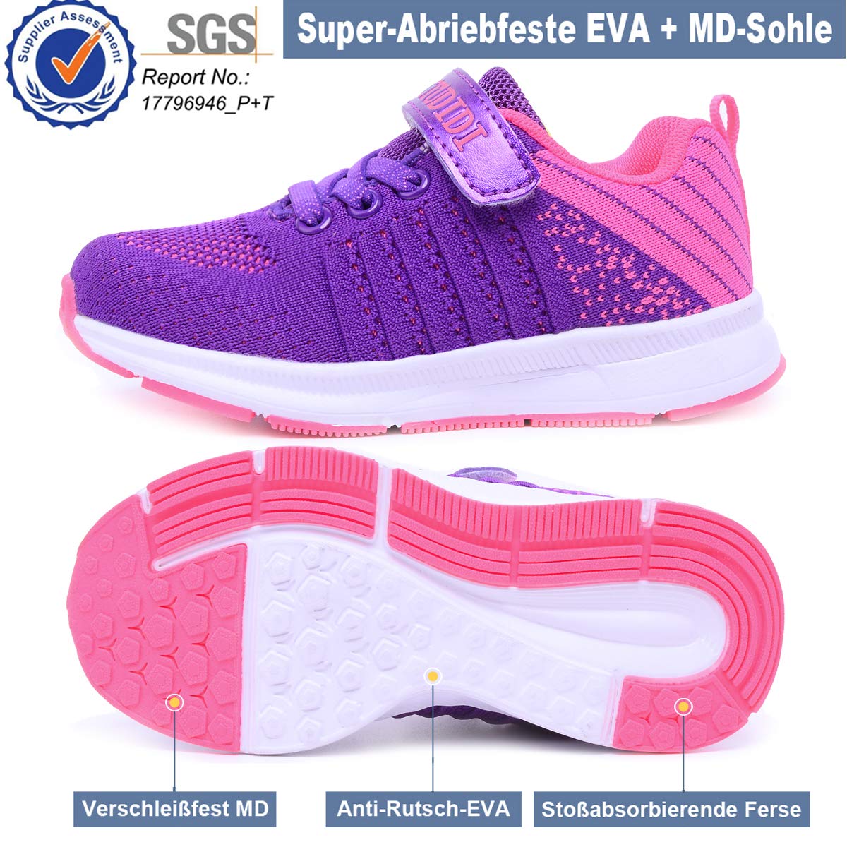 Mitudidi Unisex-Kinder Turnschuhe Mädchen Sportschuhe Leicht Atmungsaktiv Laufschuhe Outdoor Fitnessschuhe Sneaker Hallenschuhe