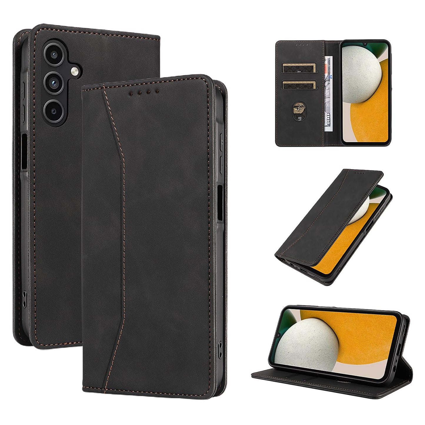 S. Dawezo Hülle für Samsung Galaxy S22 Plus, Premium Leder magnetische Handyhülle mit Ständer, Kartenfach und Brieftasche, Shock Absorbing, kompatibel mit Samsung S22 Plus-Kaffee