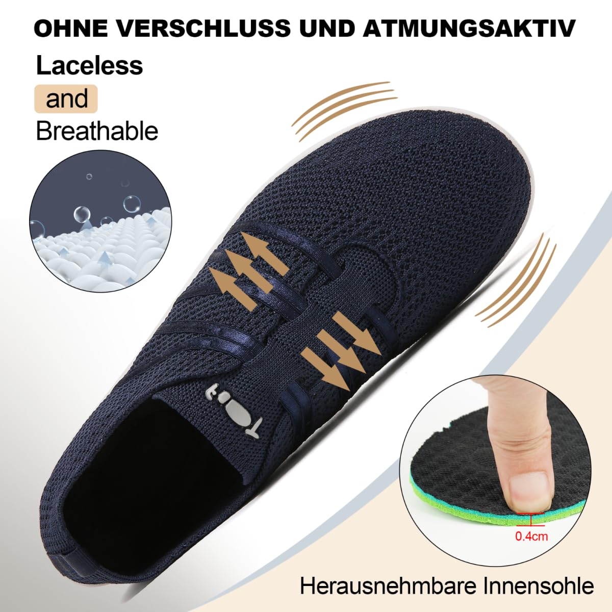 Merdoo Barfußschuhe Damen Herren Bequeme Barfuss Schuhe Damen Slip On Sneakers Weich Sportschuhe Leicht Turnschuhe rutschfest Hausschuhe Atmungsaktiv Barfussschuhe Sommerschuhe Unisex 37-45EU