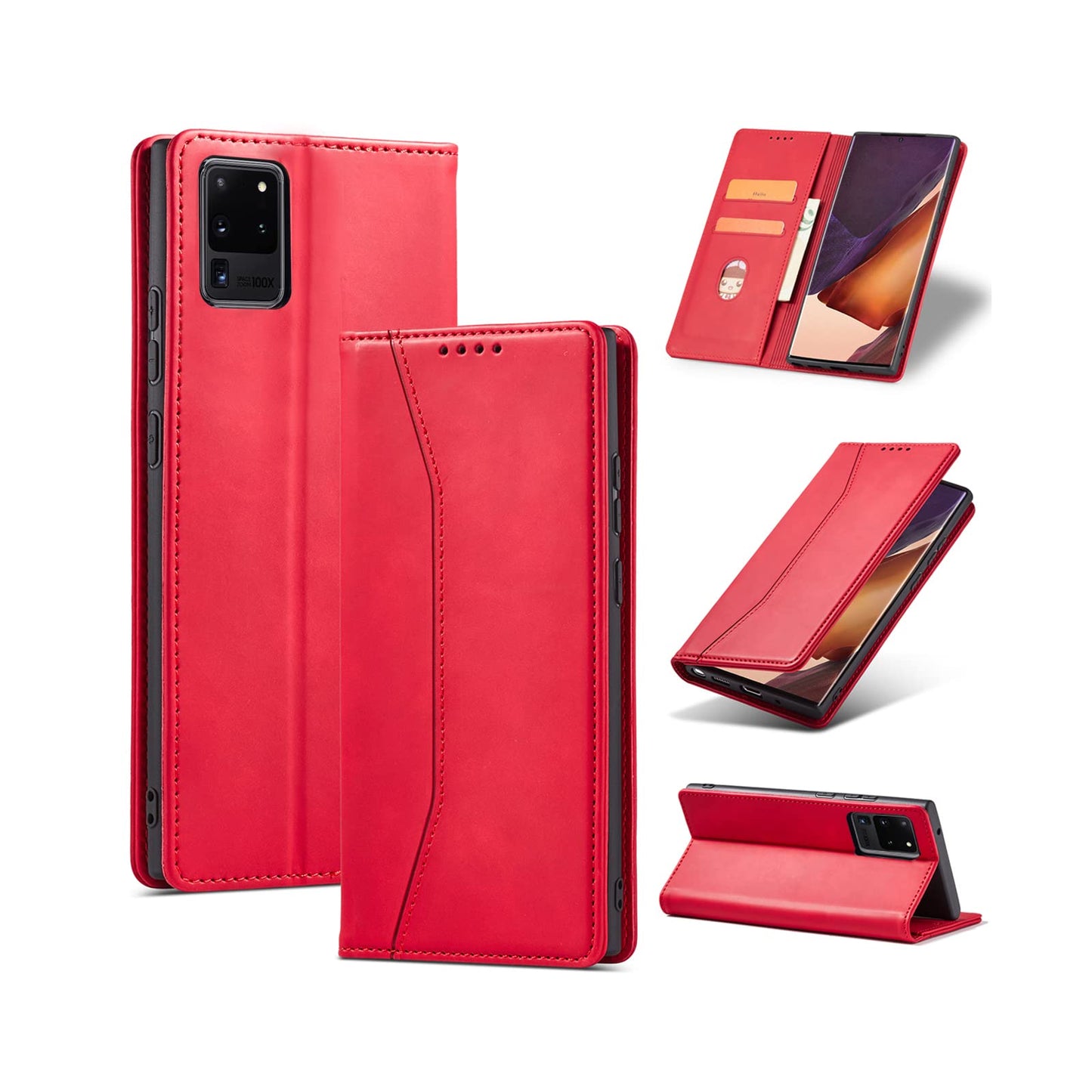 S. Dawezo Hülle für Samsung Galaxy S22 Plus, Premium Leder magnetische Handyhülle mit Ständer, Kartenfach und Brieftasche, Shock Absorbing, kompatibel mit Samsung S22 Plus-Kaffee