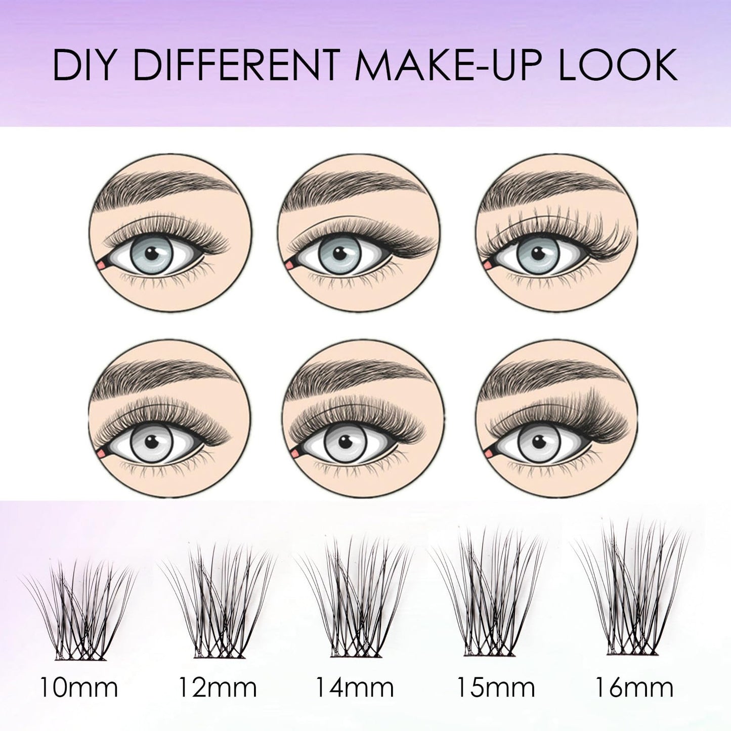 Wimpern Extensions 120 Büschel DIY Lash Extension Set Einzelne Wimpern mit Wimpernkleber und Pinzette für Anfänger Wimpernverlängerung zu Hause Individual Lashes 10-16mm C/D Curl - OP01