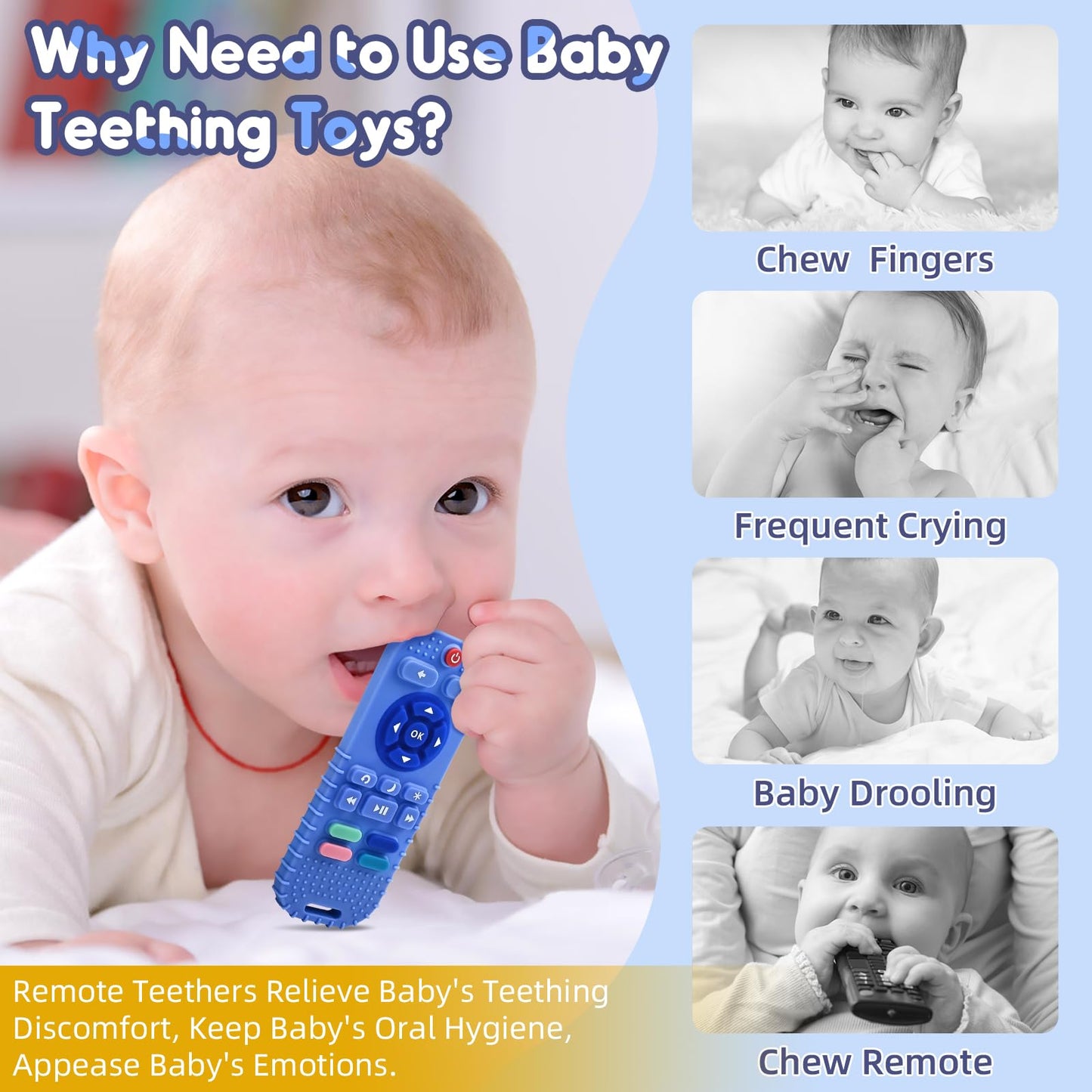 Zahnen Beißringe Spielzeug für Babys 0-6-12 Monate Geschenke, Fernbedienung Baby Zahnungshilfe für 3 6 9 Monate Kleinkind Autismus, Lebensmittelqualität Silikon Badespielzeug, Schwarz