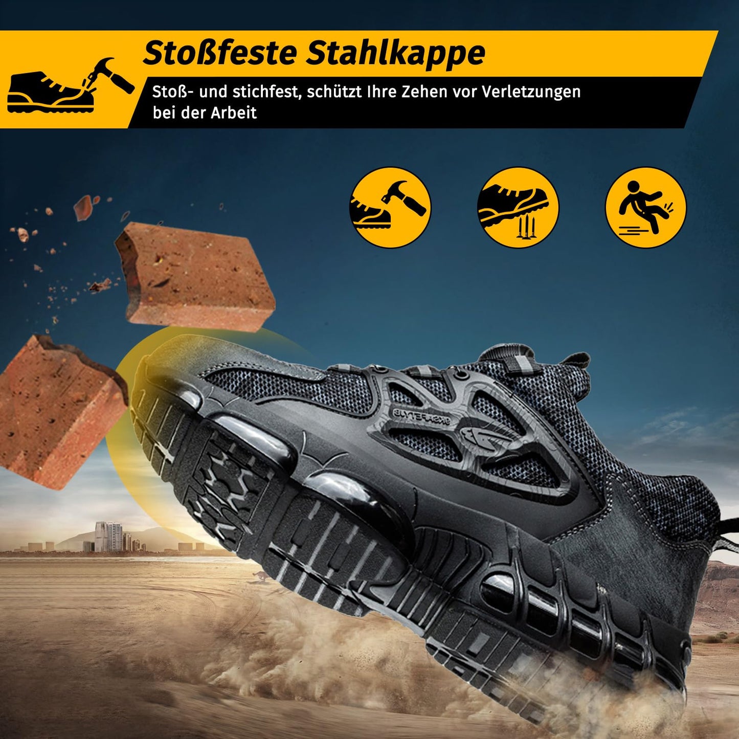 FOGOIN Sicherheitsschuhe Herren S3 Explorer 3.0 Sportliche Arbeitsschuhe Leicht Trends Drehknopf Anti-Smash und Anti-Punktur Arbeit Versicherung Schuhe Unisex