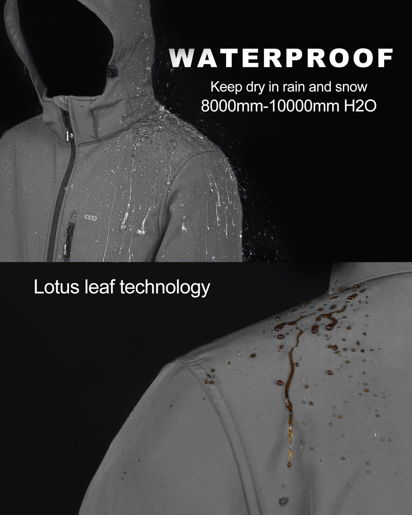 33,000ft Softshelljacke für Herren Wasserdicht Winterjacke Winddicht Warme Fleece Gefüttert Windbreaker Funktionsjacke Outdoorjacke für Wandern Fahrrad Camping