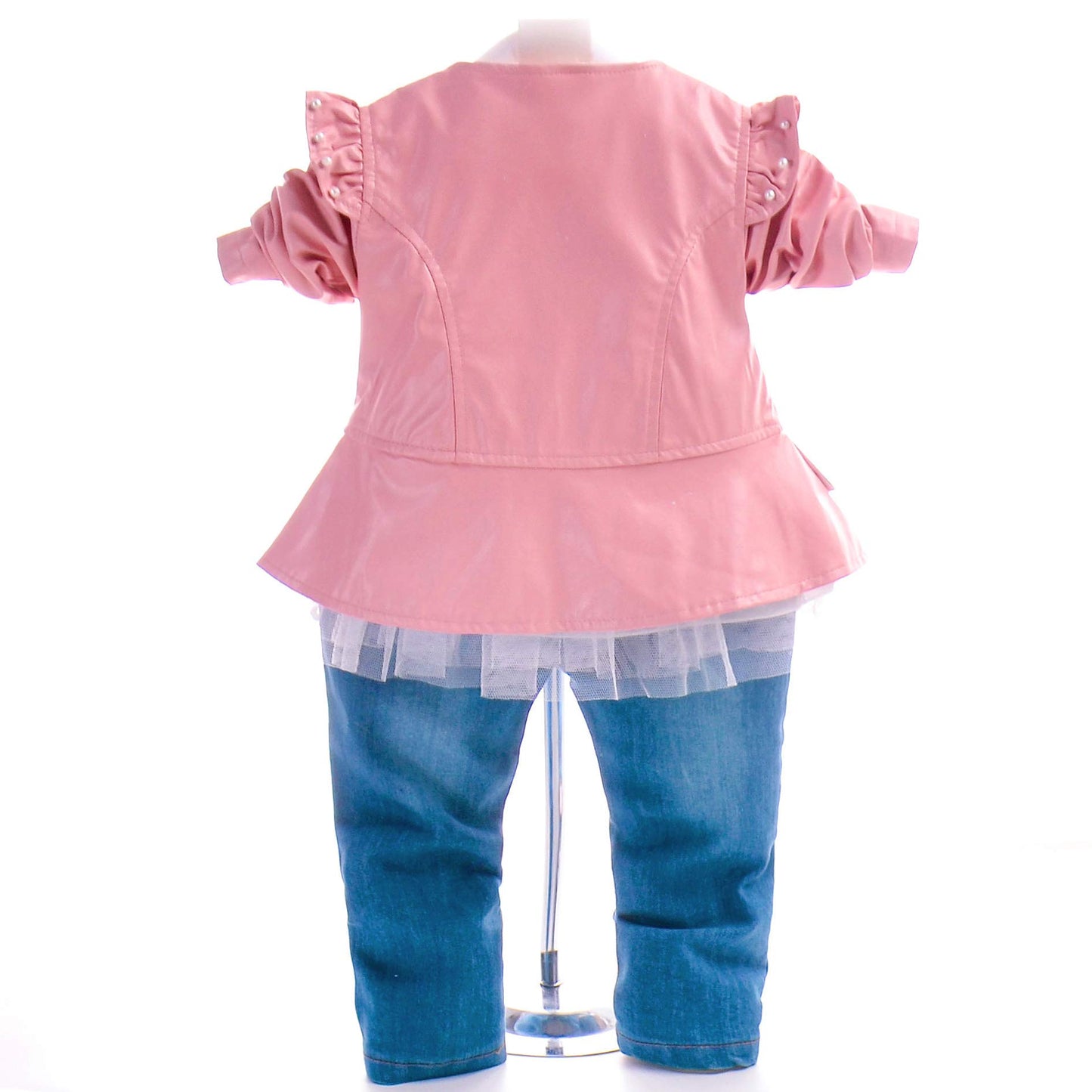 YYA 6M-4J Baby Mädchen Jeans 3-teiliger Anzug bestickter Spitzenrock Jeansjacke und Jeans