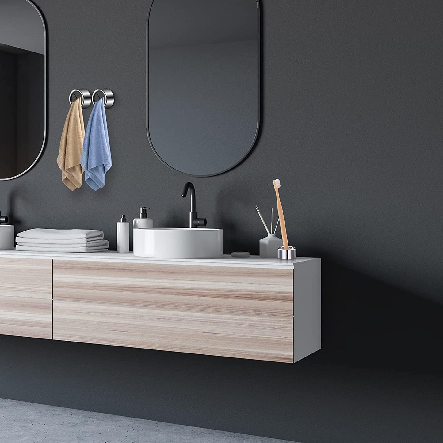 Coolon Geschirrtuchhalter,3 Stück Selbstklebender Handtuchhalter,Starke Viskosität ABS Handtuchhaken Runden Handtuchklemme Tuchhaken für Bad, Küche und Haushalt