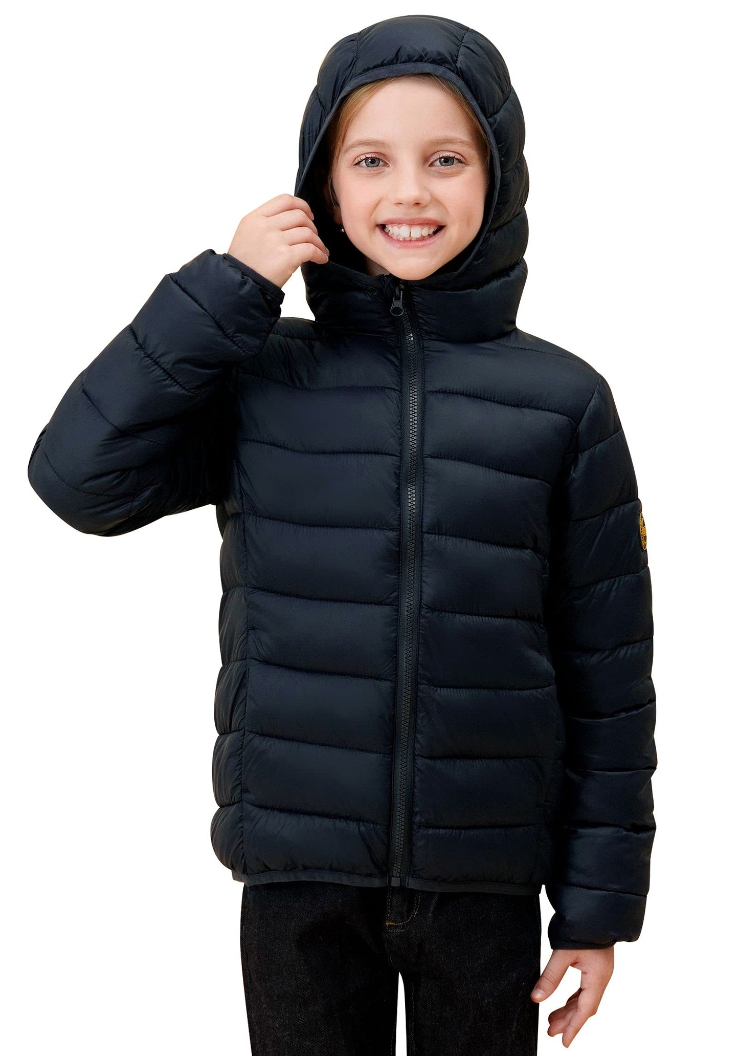 SOLOCOTE Jungen Wintermäntel Leichtgewichtige Wasserabweisende Winddichte Packbare Kapuzen Daunen Wie Wattierung Jacke