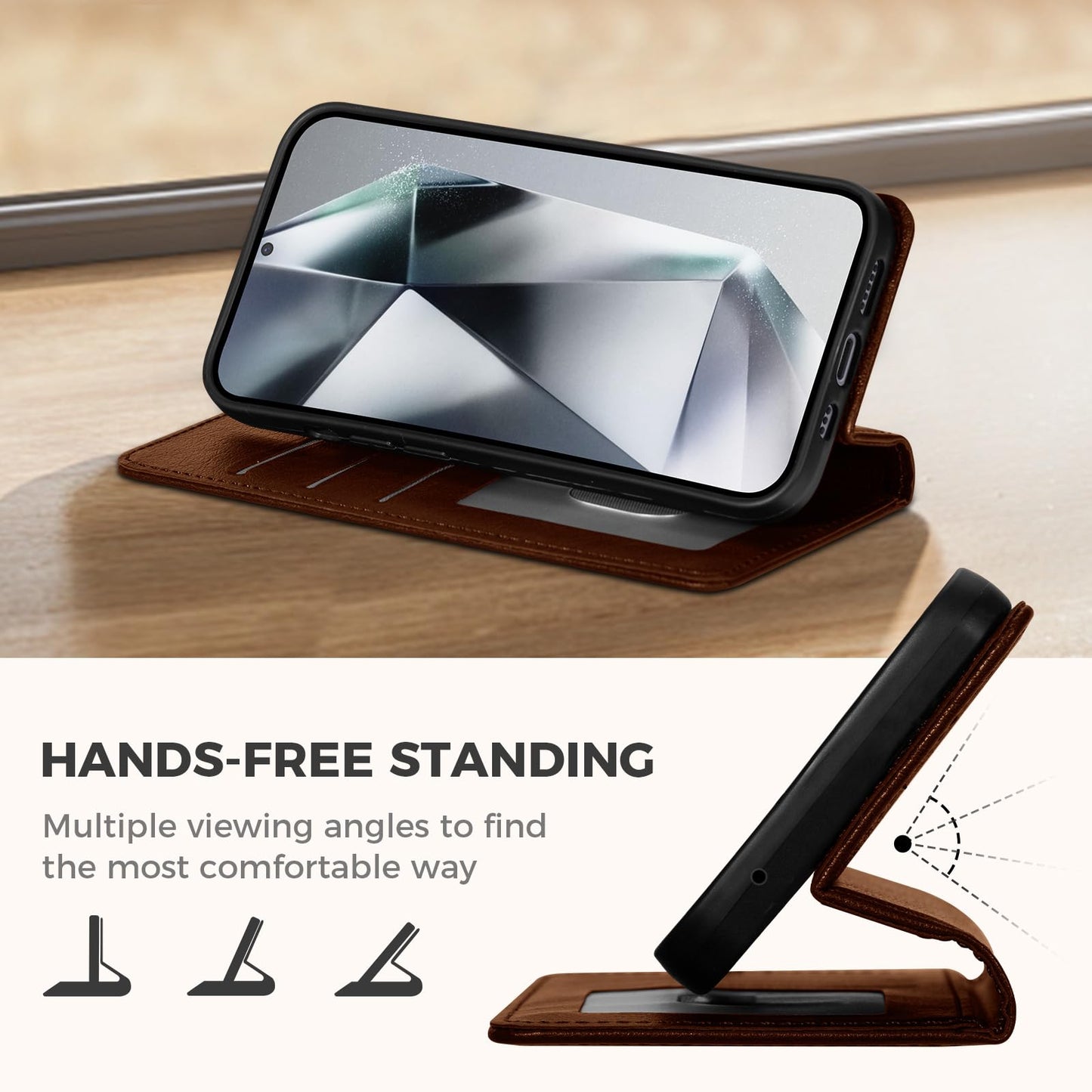 GUCASBE Handyhülle für Samsung Galaxy S24 Ultra Hülle, Premium Lederhülle Klappbar Flip Case RFID Schutzhülle Kartenfach Standfunktion Klapphülle Handytasche für Samsung Galaxy S24 Ultra - Schwarz