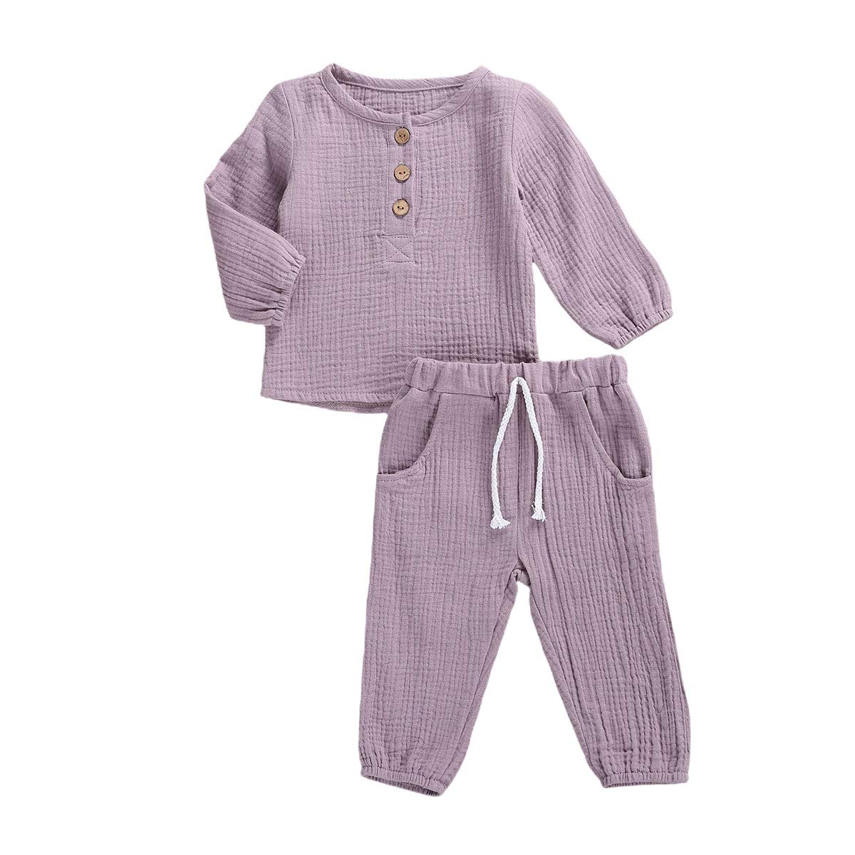 Geagodelia Babykleidung Set Baby Jungen Mädchen Kleidung Outfit T-Shirt Top + Hose Shorts Neugeborene Weiche Einfarbige Babyset T-47740